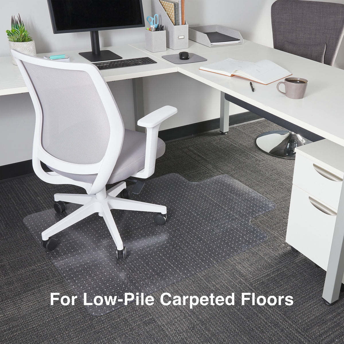 Staples® Carpet Chair Mat with Lip, 36" x 48'', Flat-Pile, Crystal Clear