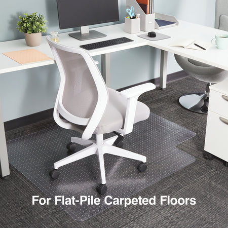 Staples® Carpet Chair Mat with Lip, 45" x 53'', Flat-Pile, Clear