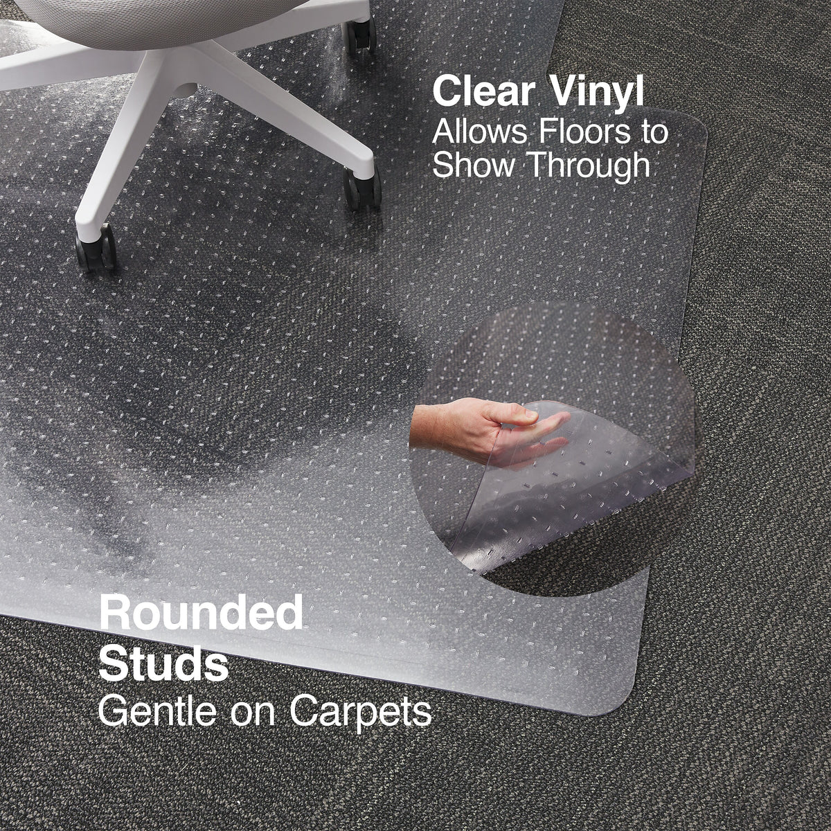 Staples® Carpet Chair Mat with Lip, 45" x 53'', High-Pile, Clear