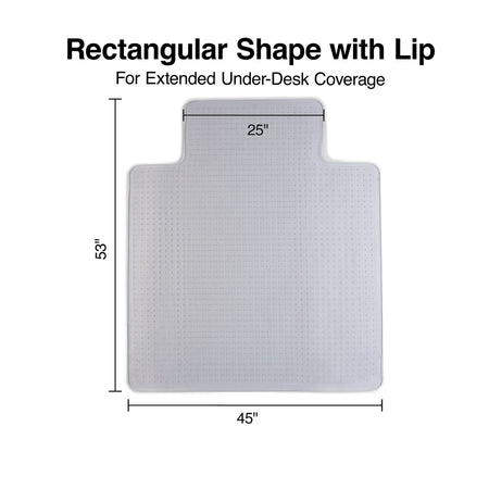 Staples® Carpet Chair Mat with Lip, 45" x 53'', High-Pile, Clear