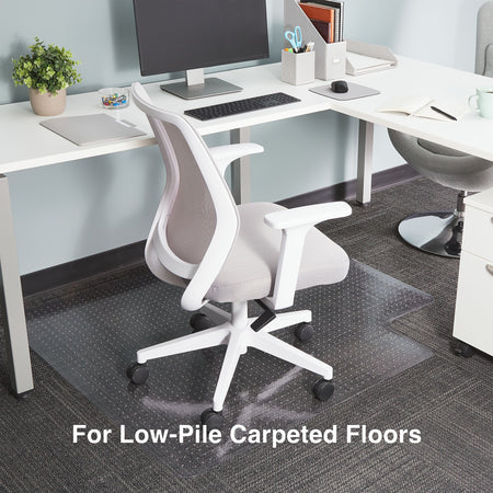 Staples® Carpet Chair Mat with Lip, 45" x 53'', Low-Pile, Crystal Clear