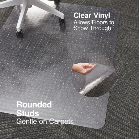 Staples® Carpet Chair Mat with Lip, 45" x 53'', Medium-Pile, Clear