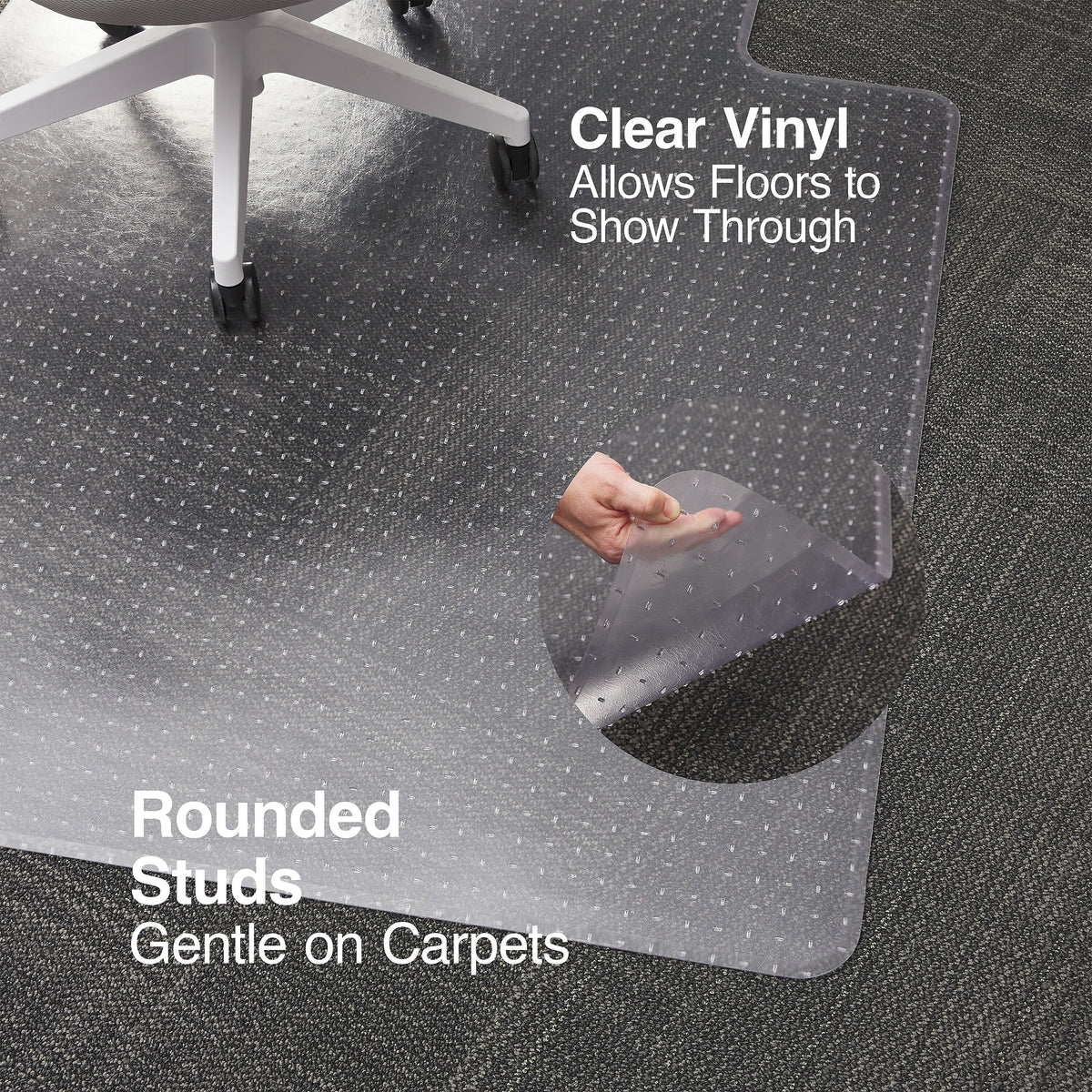 Staples® Carpet Chair Mat with Lip, 46" x 60'', Medium-Pile, Clear