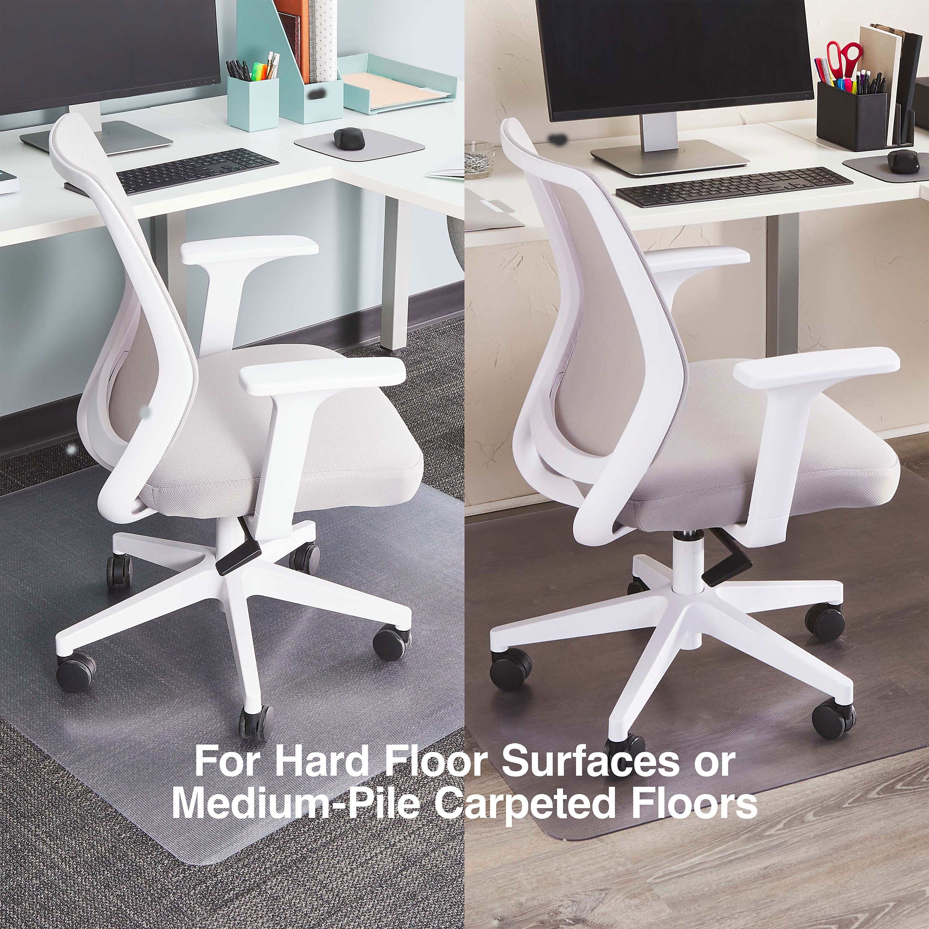 Staples® Carpet & Hard Floor Chair Mat, 46" x 48" Medium-Pile, Clear