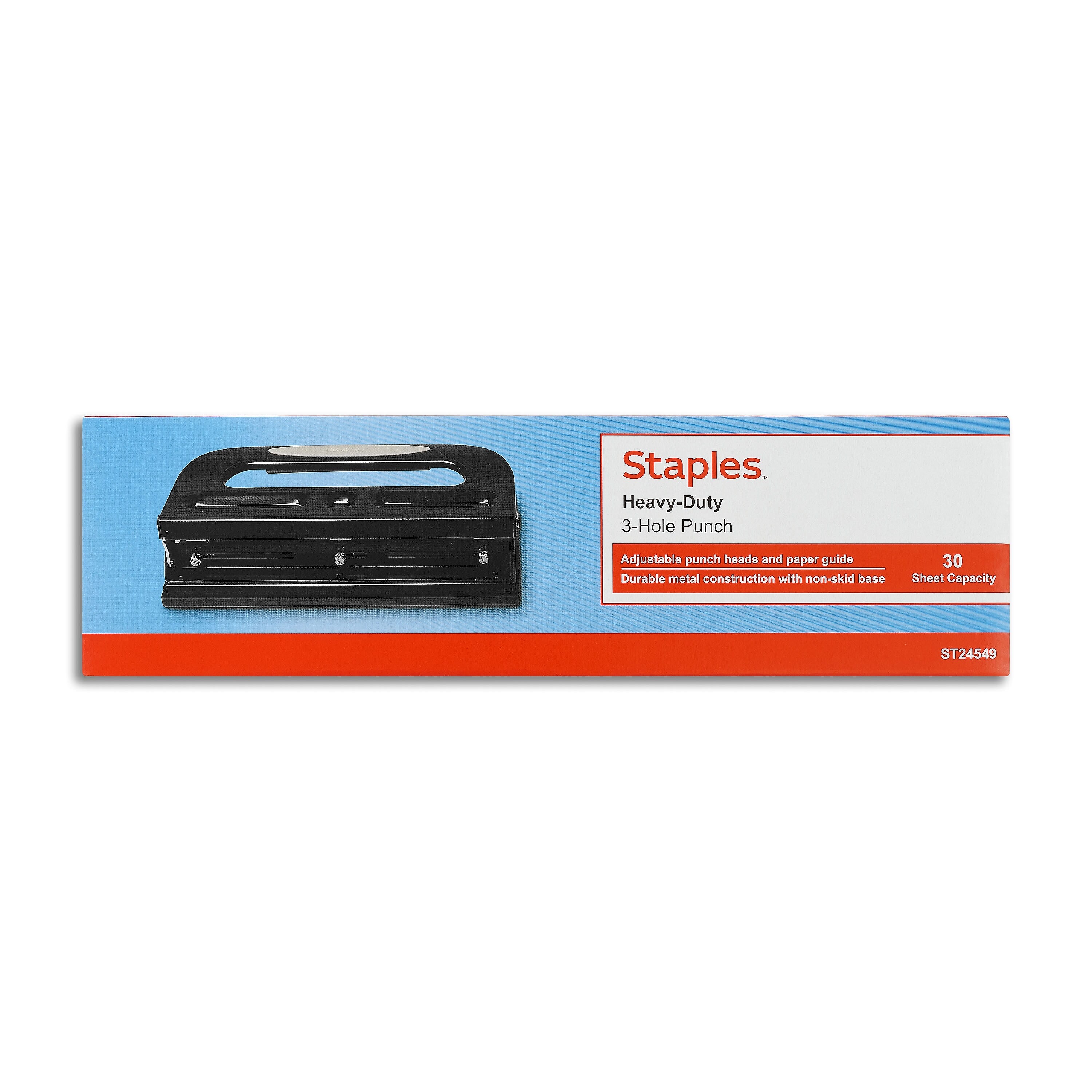 Staples Circle 3-Hole Punch, 30 Sheet Capacity, Black