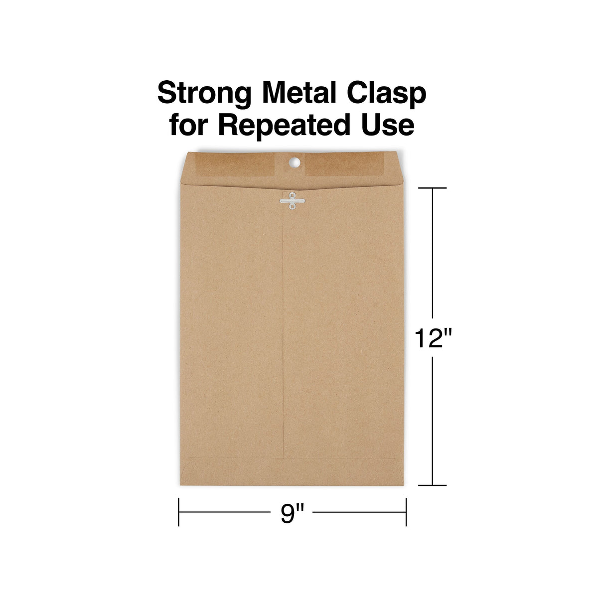 Staples Clasp & Moistenable Glue #10 Catalog Envelope, 9" x 12", Natural Brown, 100/Box