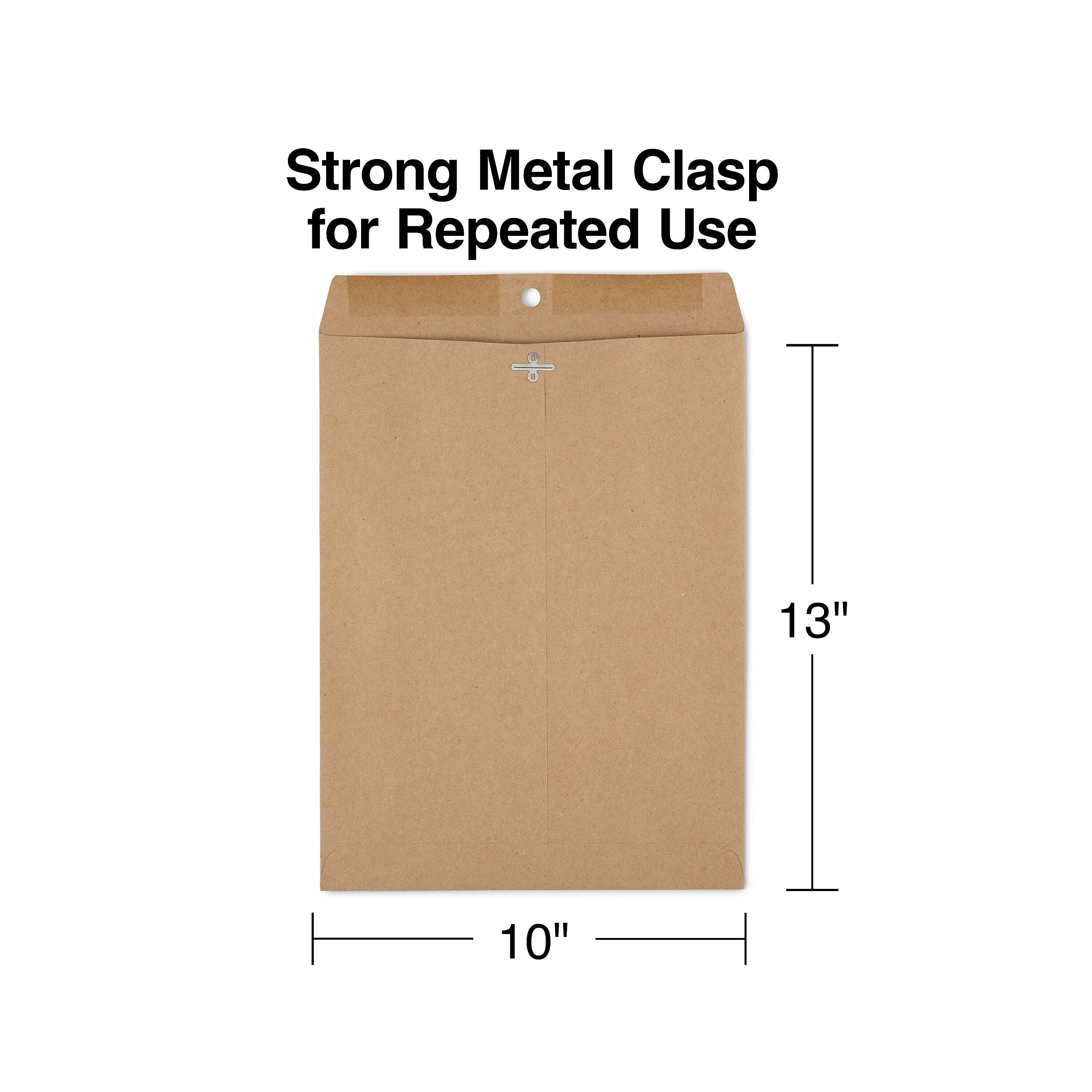 Staples Clasp & Moistenable Glue Catalog Envelopes, 10" x 13", Natural Brown, 100/Box