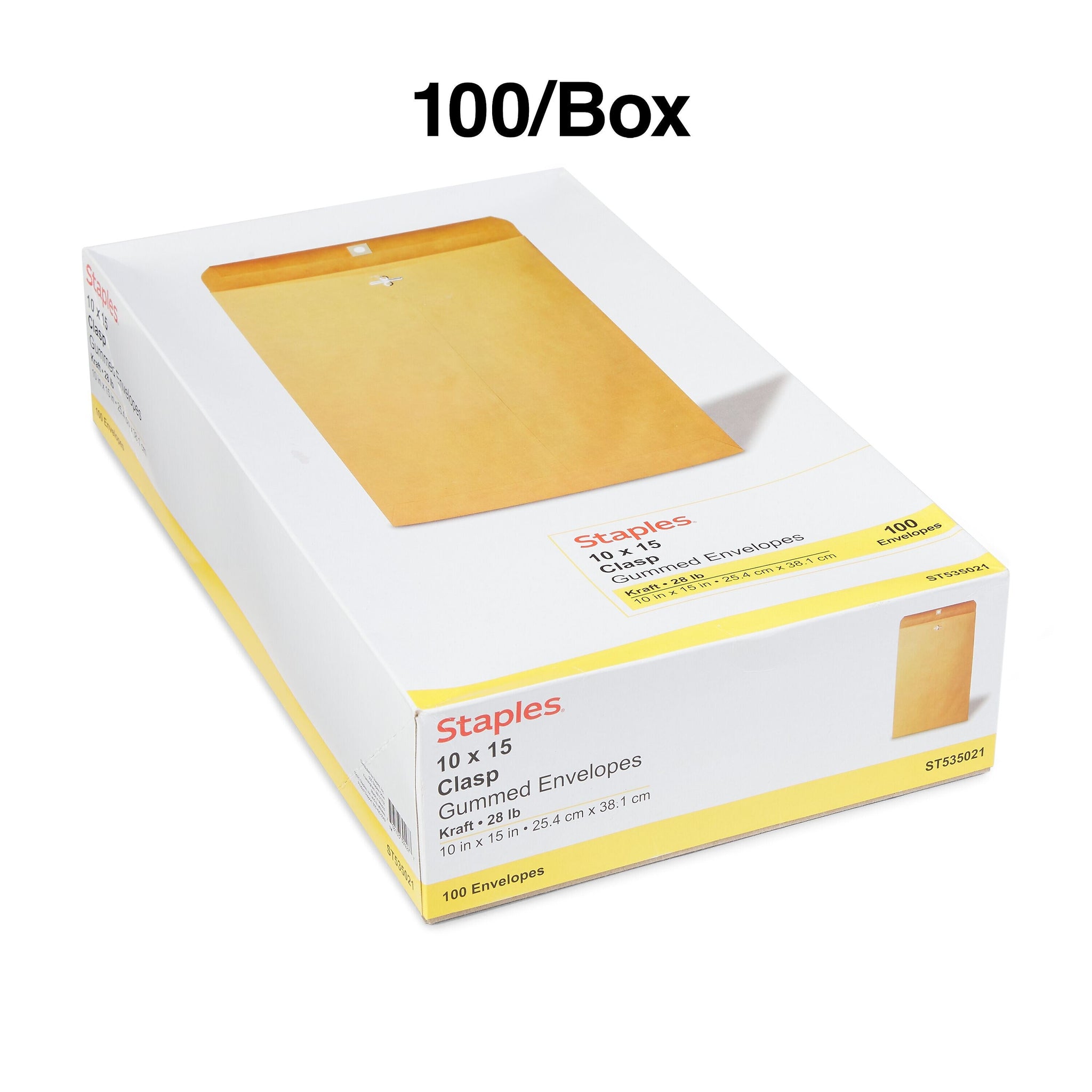 Staples Clasp & Moistenable Glue Catalog Envelopes, 10