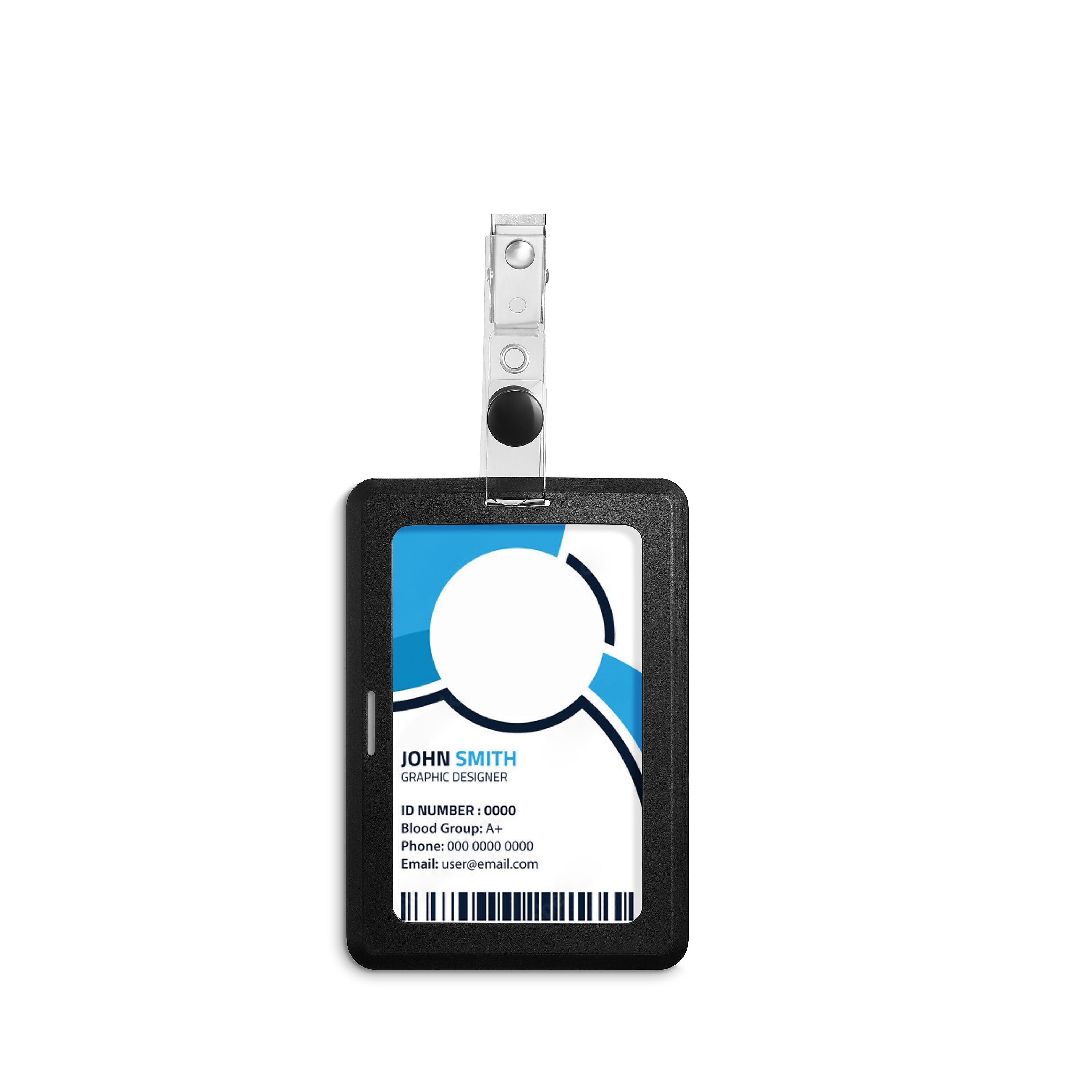 Staples Clip On ID Badge Holder, 4" x 2.87", Rubber, Black