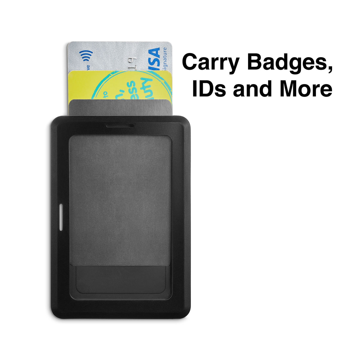 Staples Clip On ID Badge Holder, 4" x 2.87", Rubber, Black