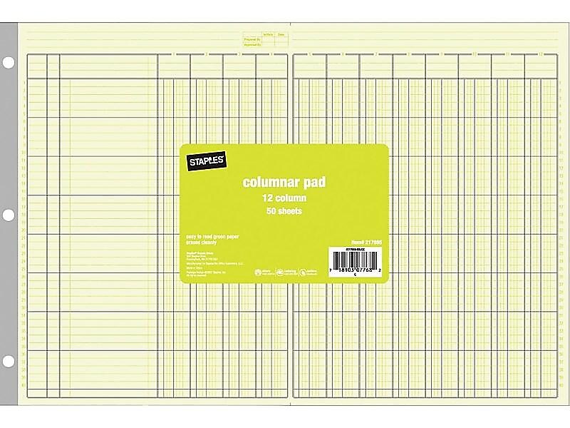 Staples® Columnar Book, 12 Columns, 16.31