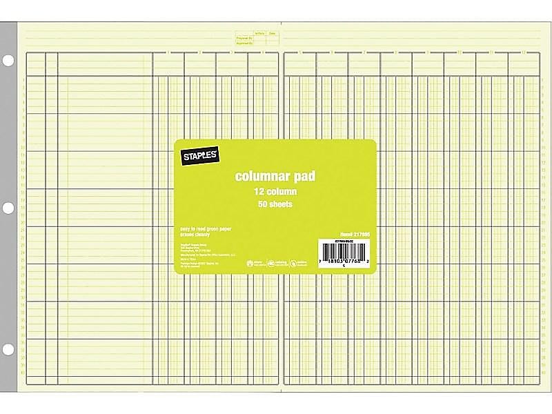 Staples® Columnar Book, 12 Columns, 16.31