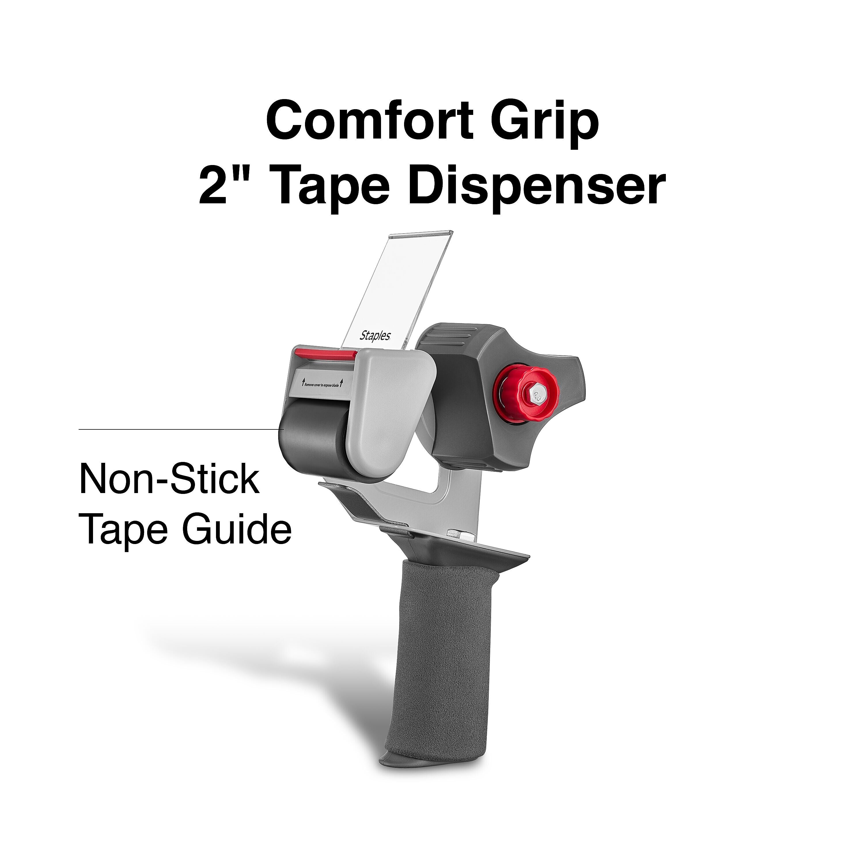 Staples Comfort Grip 2" Packing Tape Dispenser, Gray