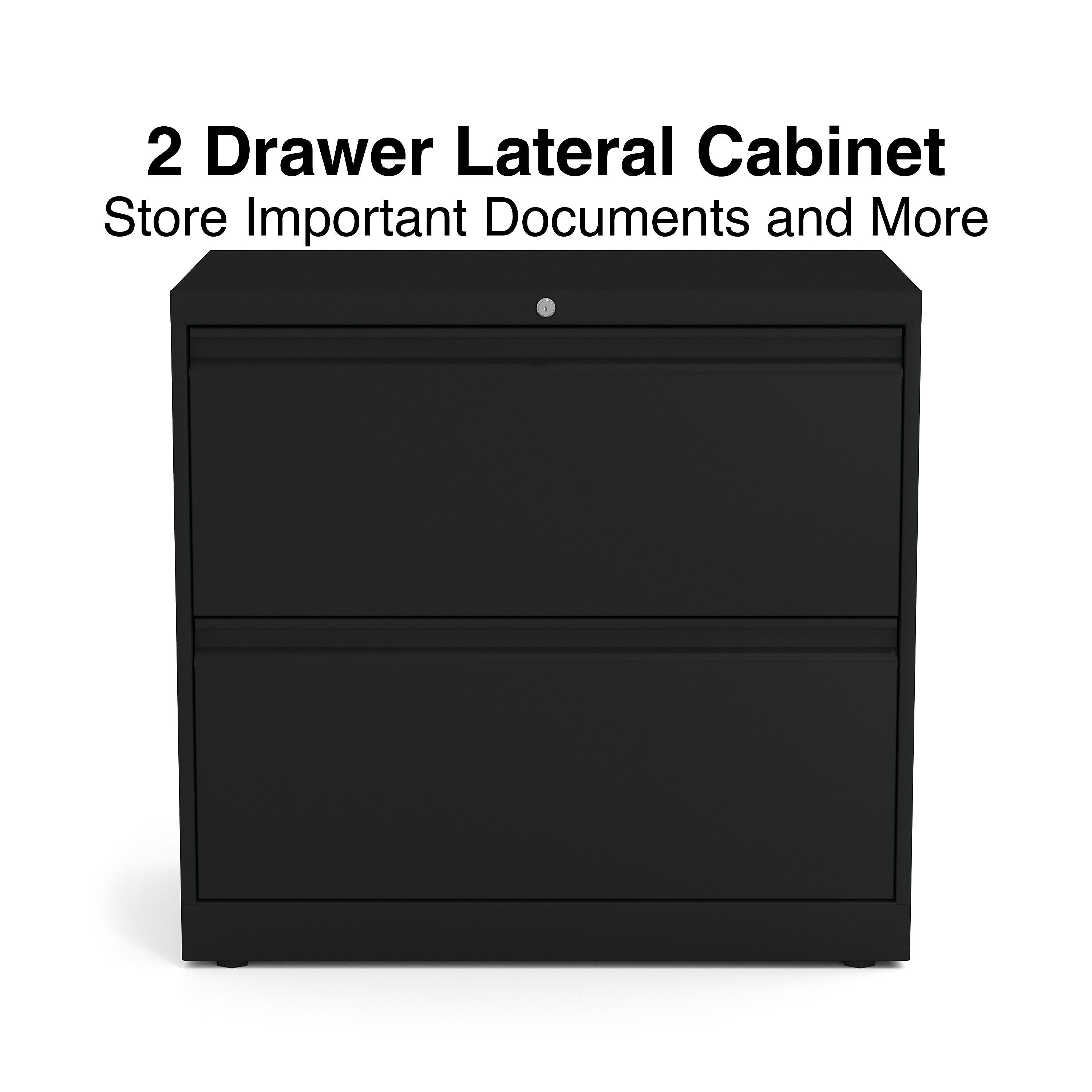 Staples Commercial 2 File Drawer Lateral File Cabinet, Assembled, Black, Letter/Legal, 30