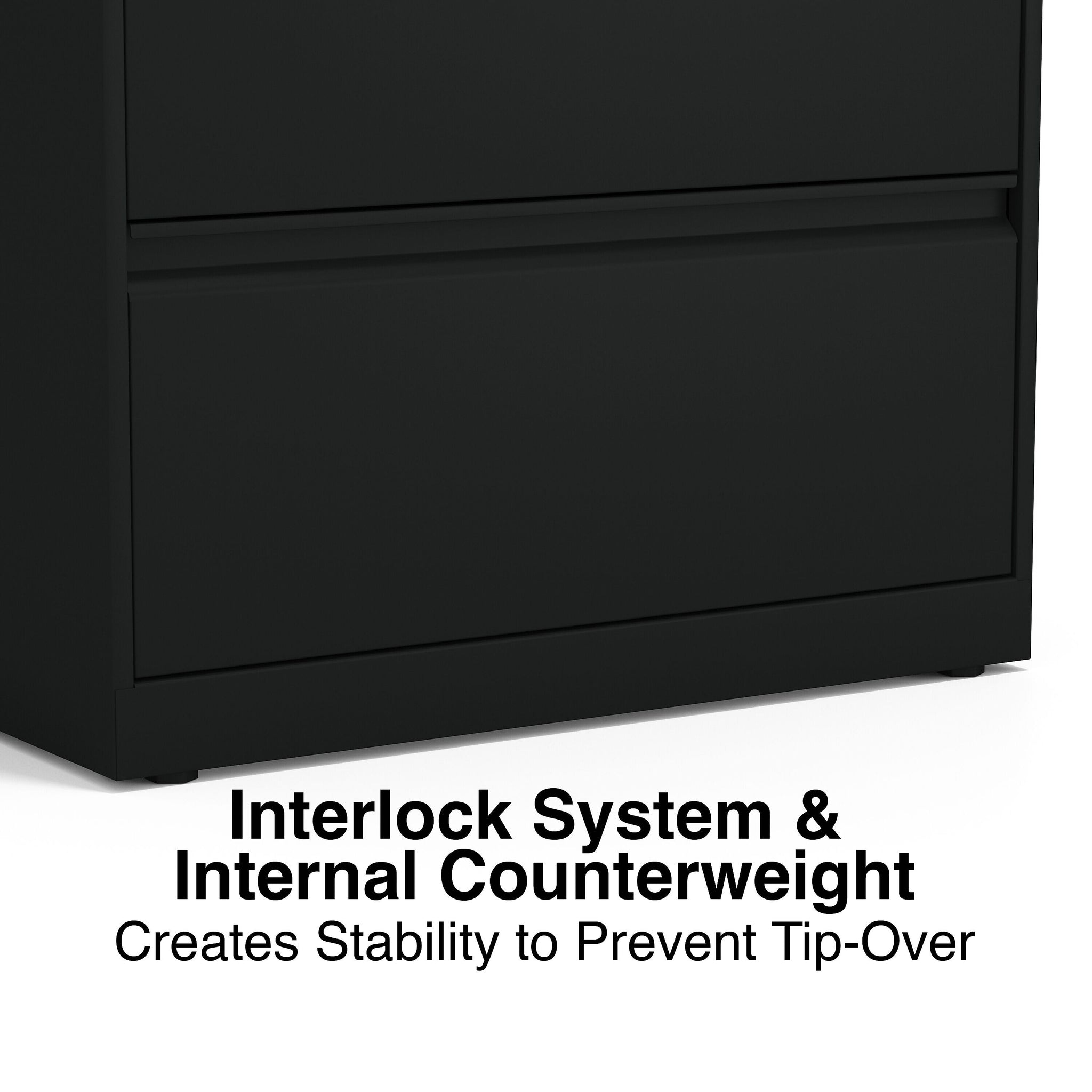 Staples Commercial 2 File Drawer Lateral File Cabinet, Assembled, Black, Letter/Legal, 30