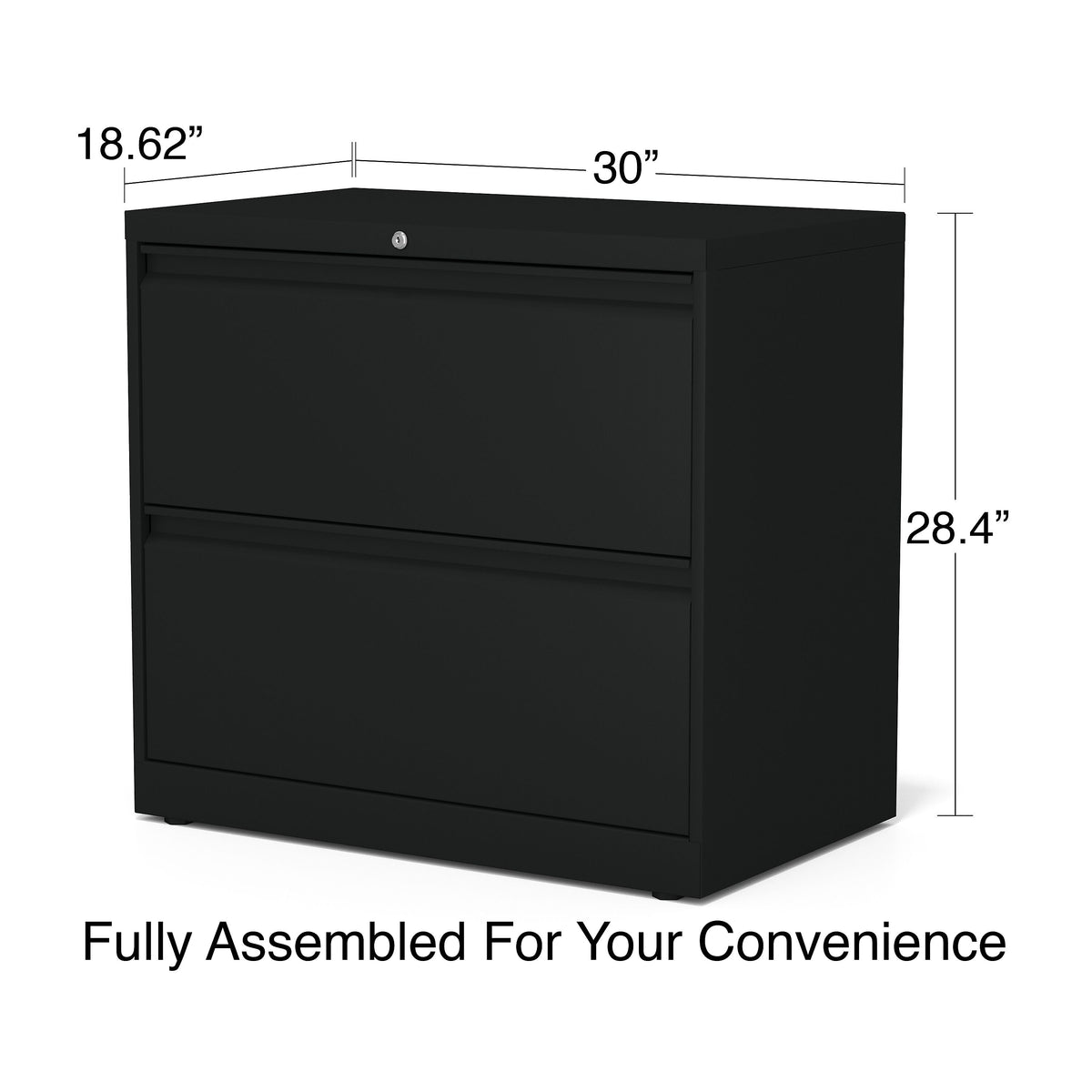 Staples Commercial 2 File Drawer Lateral File Cabinet, Assembled, Black, Letter/Legal, 30"W