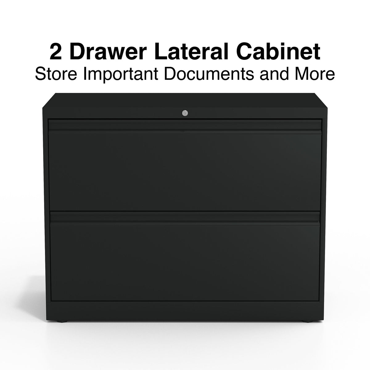 Staples Commercial 2 File Drawer Lateral File Cabinet, Locking, Black, Letter/Legal, 36"W