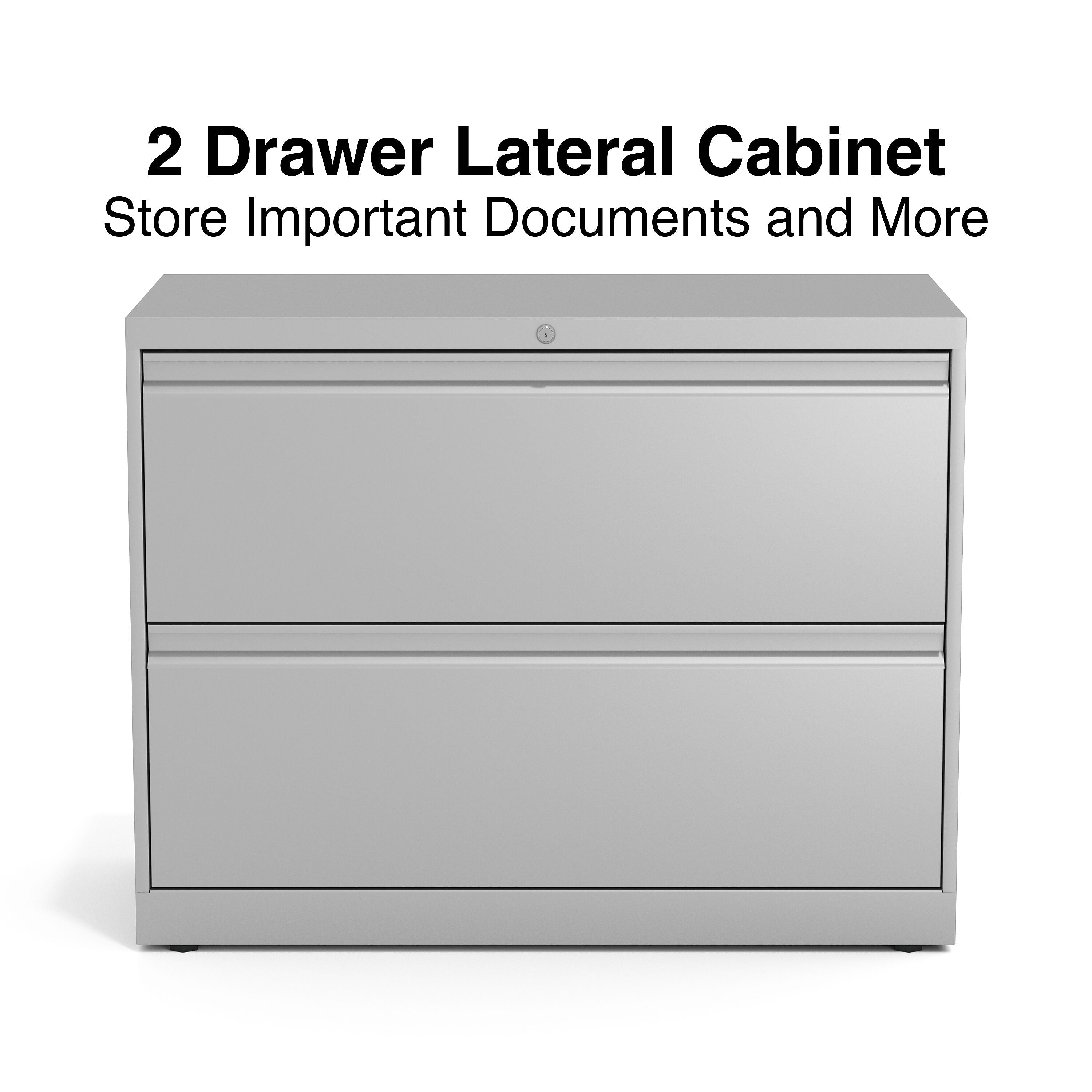 Staples Commercial 2 File Drawers Lateral File Cabinet, Locking, Gray, Letter/Legal, 36"W