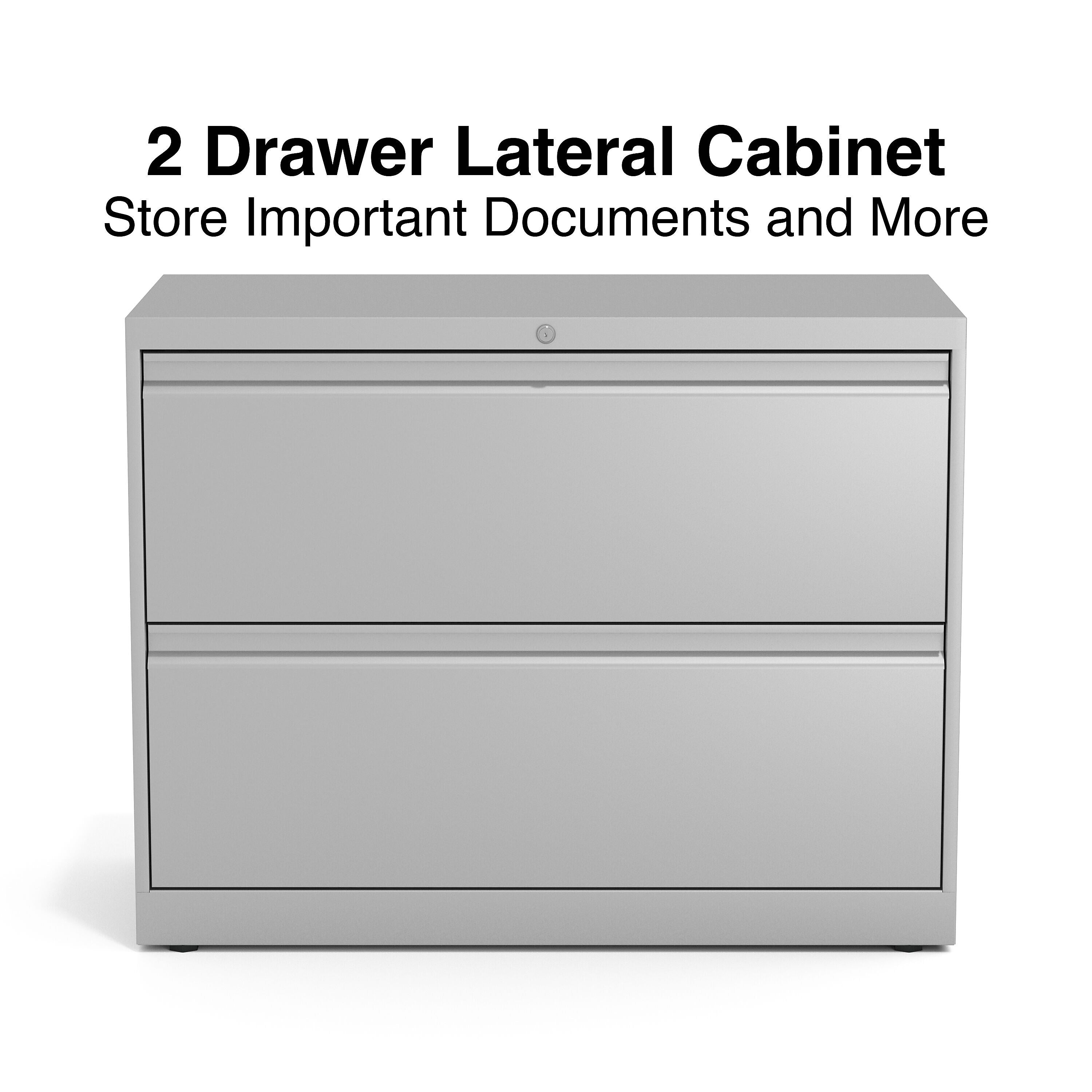 Staples Commercial 2 File Drawers Lateral File Cabinet, Locking, Gray, Letter/Legal, 36