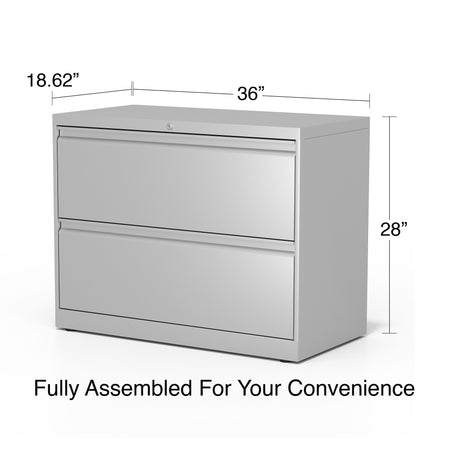 Staples Commercial 2 File Drawers Lateral File Cabinet, Locking, Gray, Letter/Legal, 36"W