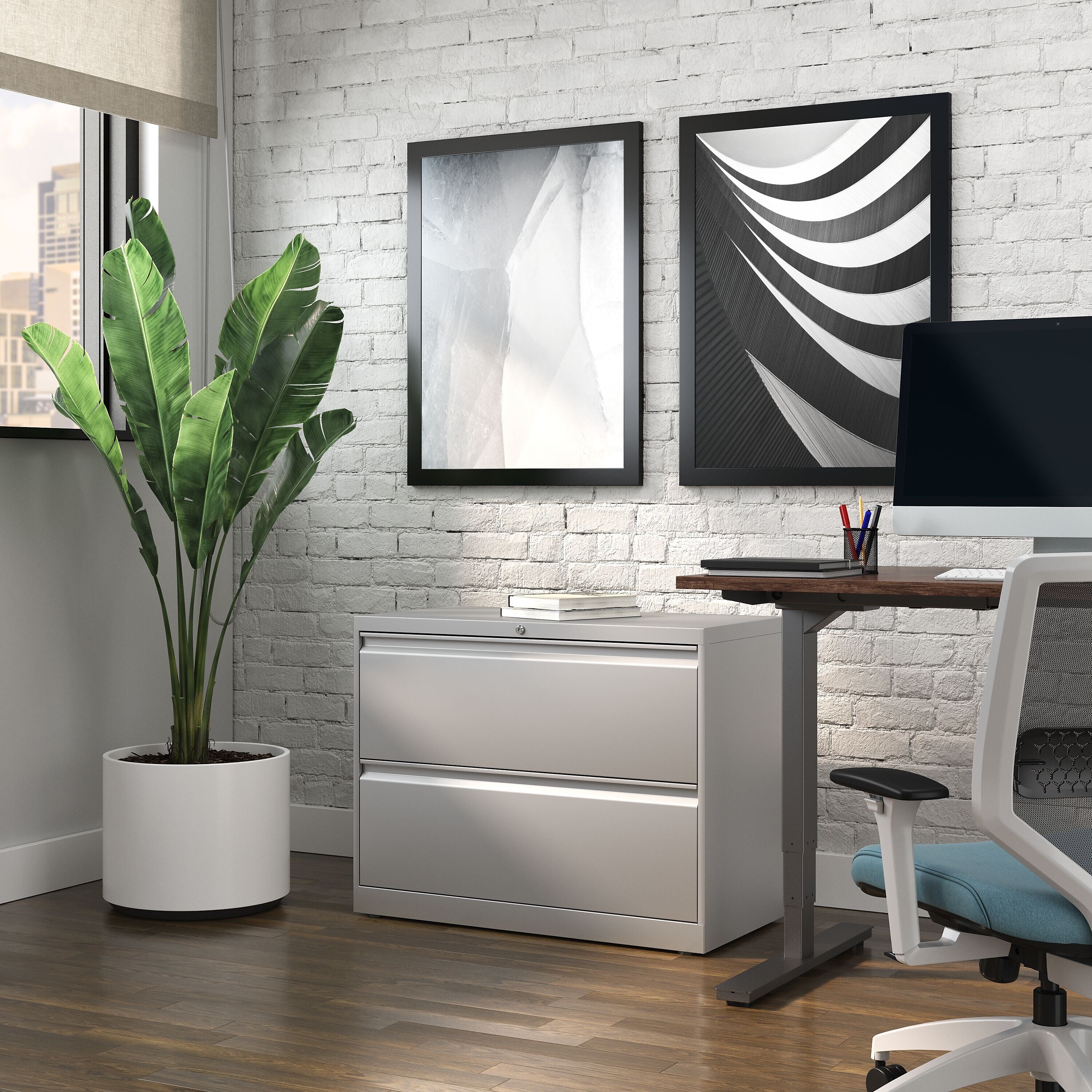 Staples Commercial 2 File Drawers Lateral File Cabinet, Locking, Gray, Letter/Legal, 36