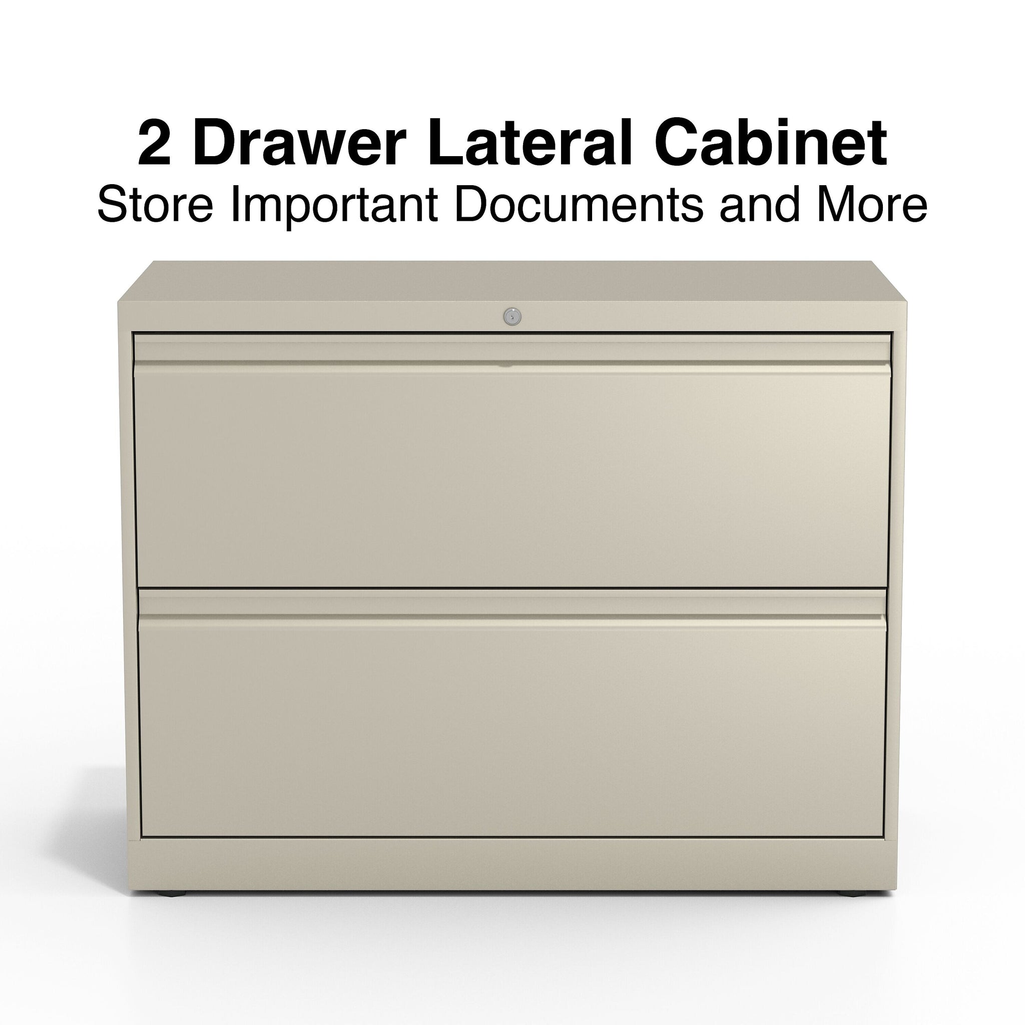 Staples Commercial 2 File Drawers Lateral File Cabinet, Locking, Putty/Beige, Letter/Legal, 36