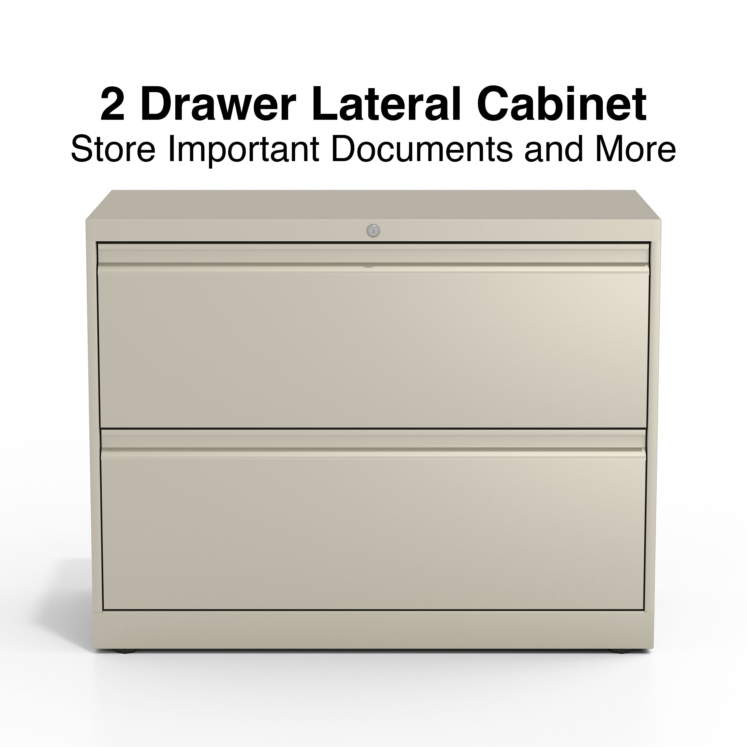 Staples Commercial 2 File Drawers Lateral File Cabinet, Locking, Putty/Beige, Letter/Legal, 36