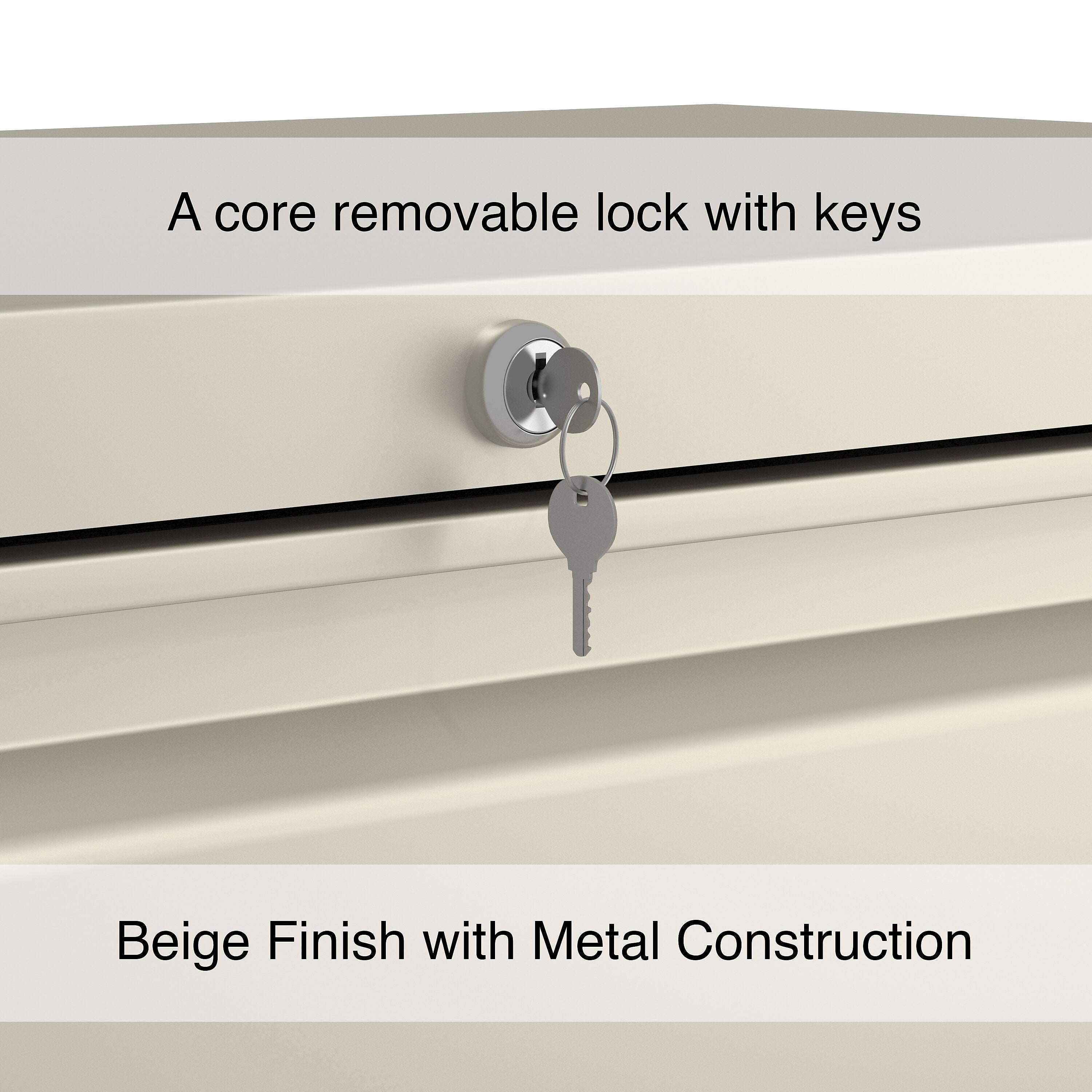 Staples Commercial 2 File Drawers Lateral File Cabinet, Locking, Putty/Beige, Letter/Legal, 36