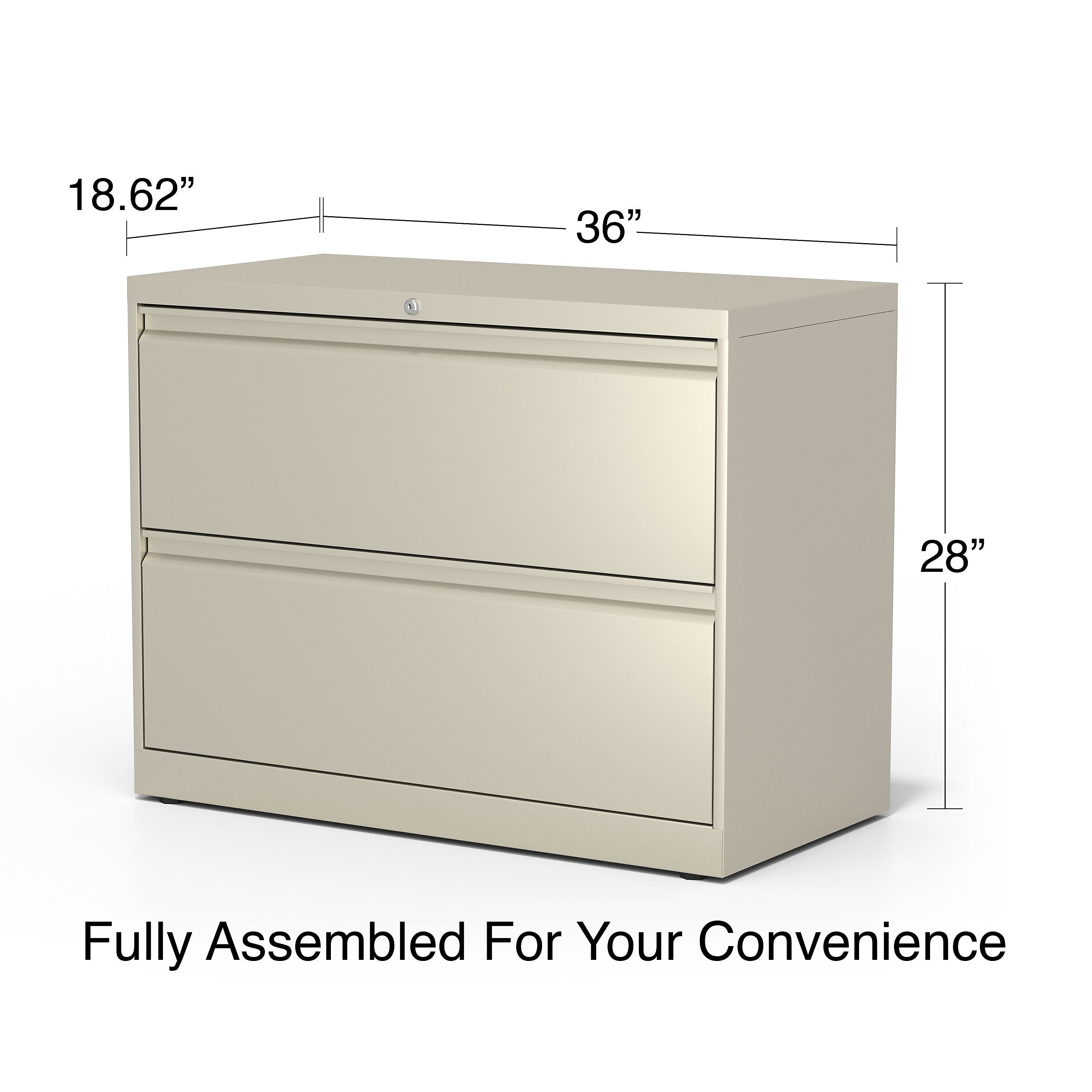 Staples Commercial 2 File Drawers Lateral File Cabinet, Locking, Putty/Beige, Letter/Legal, 36