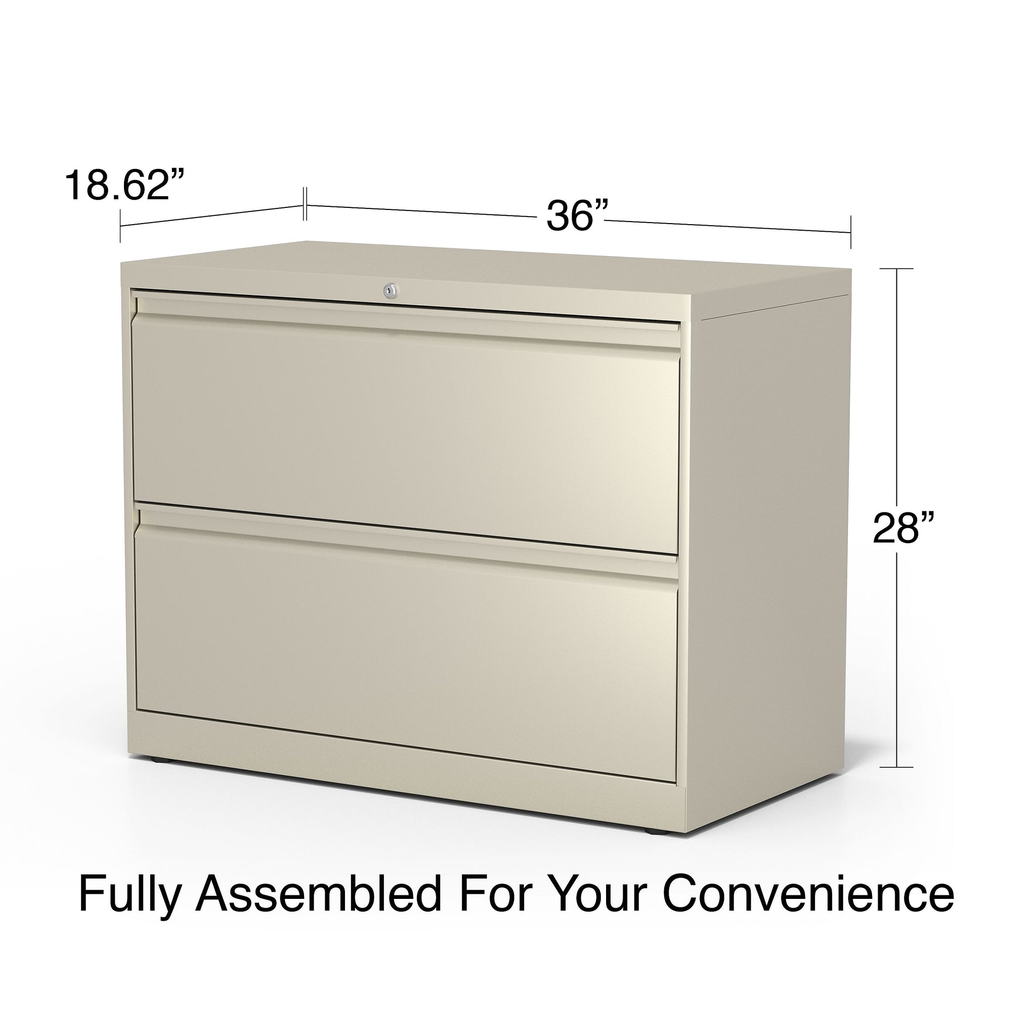 Staples Commercial 2 File Drawers Lateral File Cabinet, Locking, Putty/Beige, Letter/Legal, 36