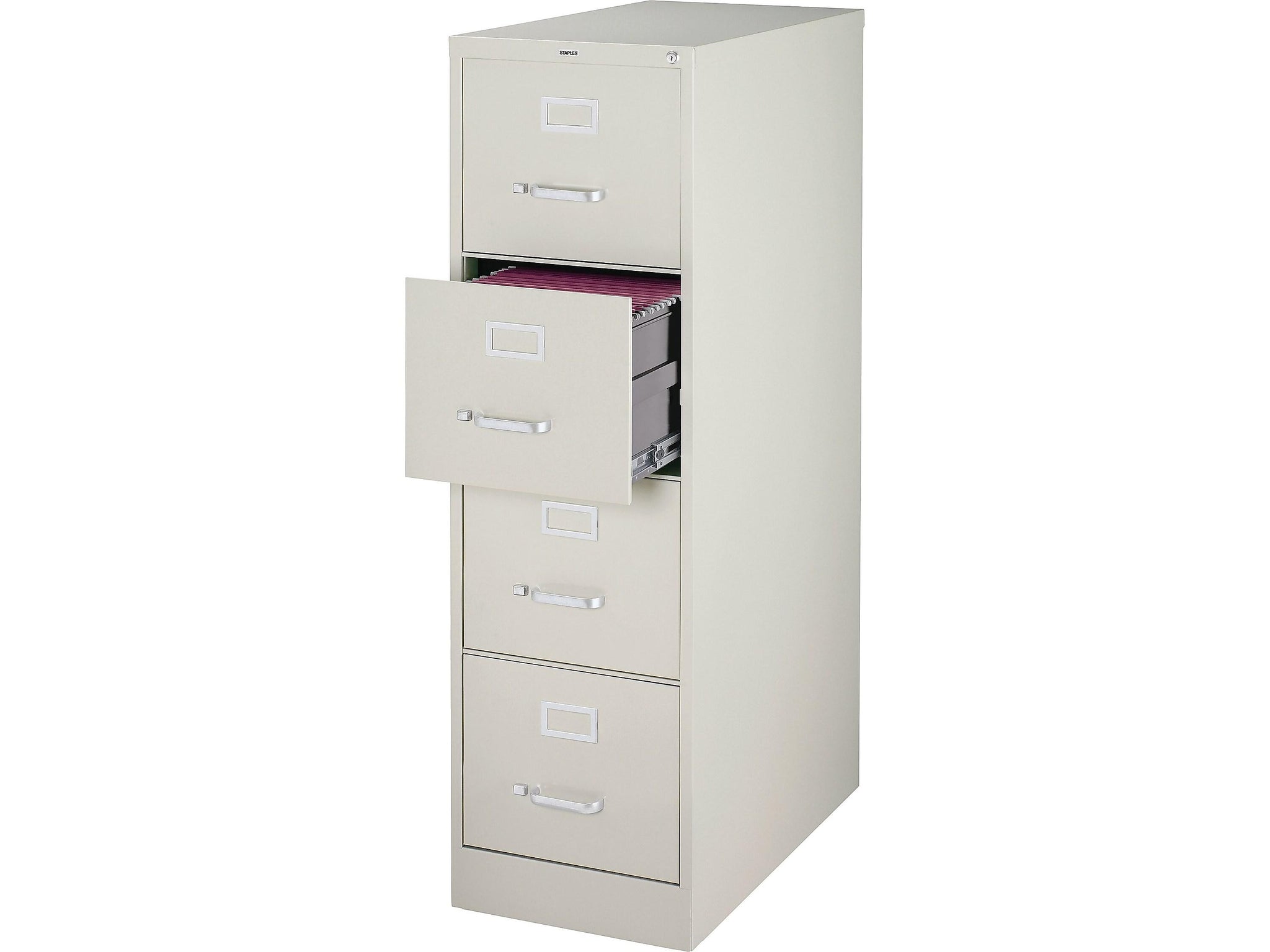 Staples Commercial 4-Drawer Vertical File Cabinet, Locking, Letter, Gray, 25
