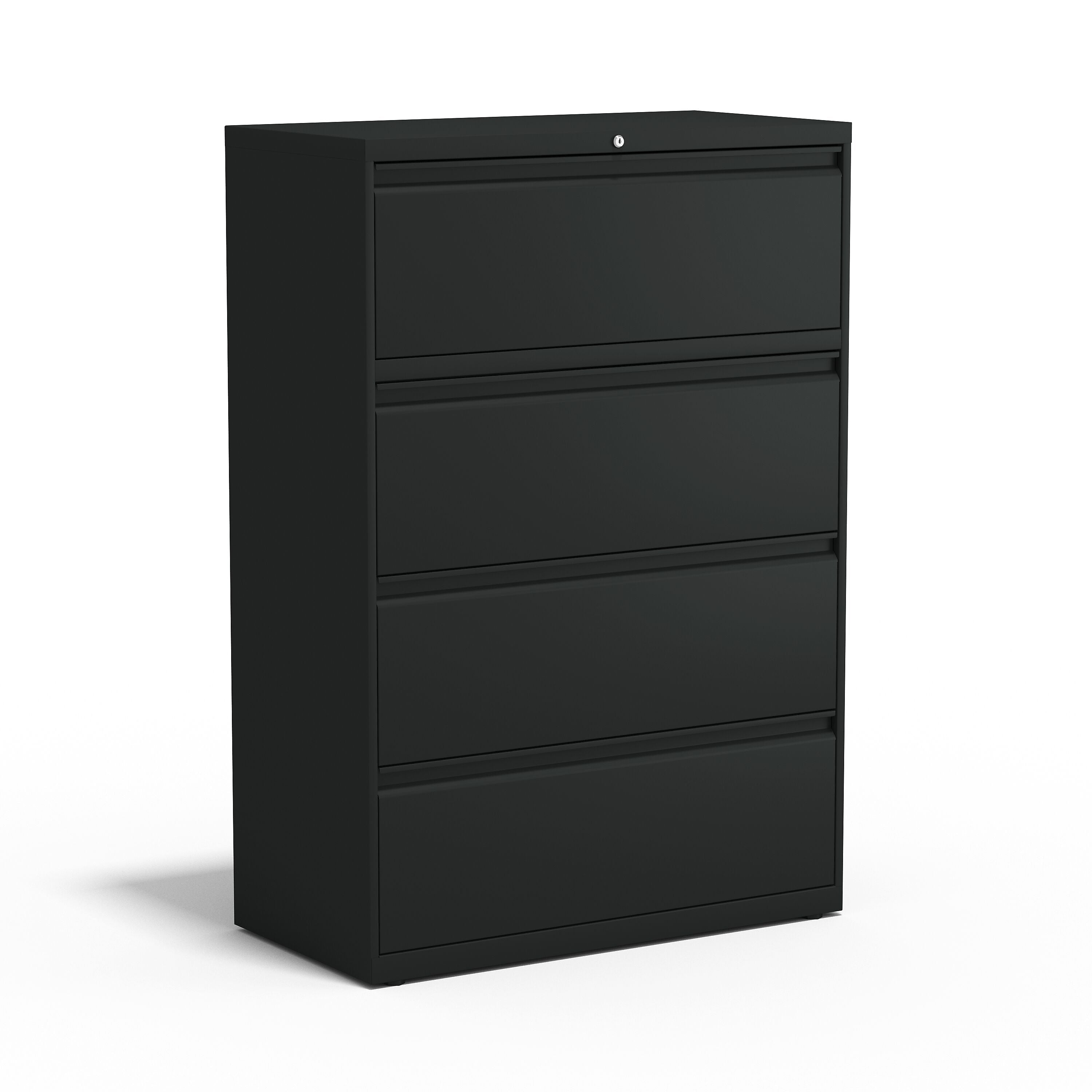 Staples Commercial 4 File Drawer Lateral File Cabinet, Locking, Black, Letter/Legal, 36"W