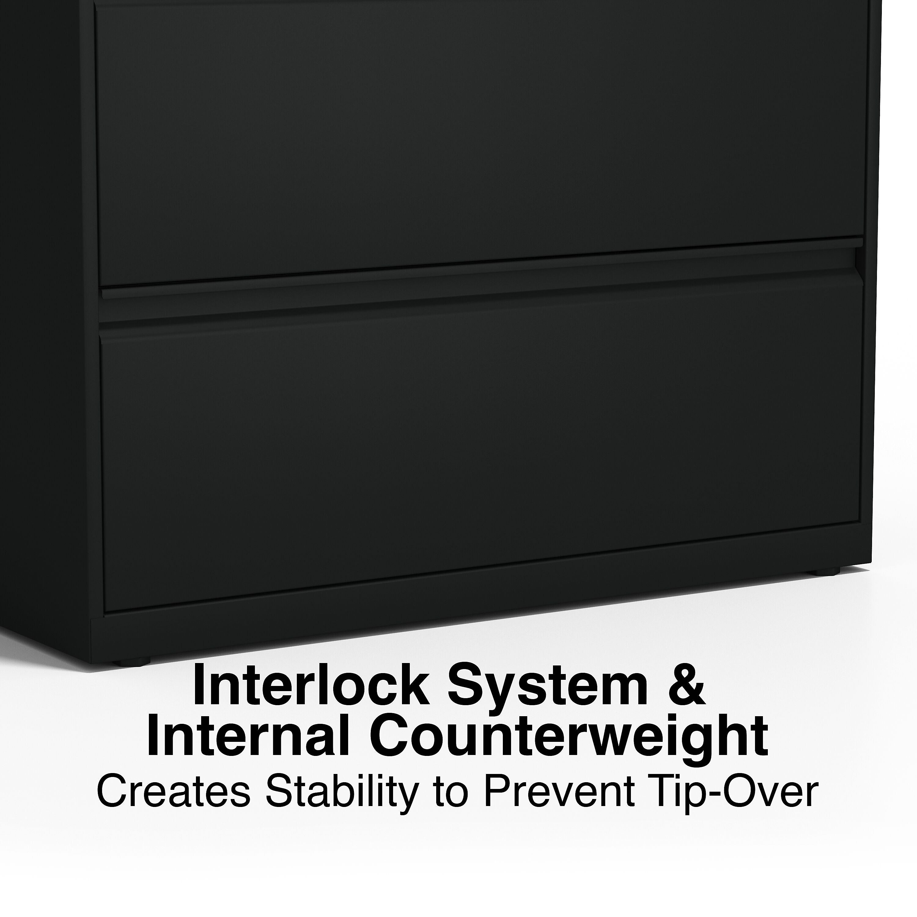 Staples Commercial 4 File Drawer Lateral File Cabinet, Locking, Black, Letter/Legal, 36