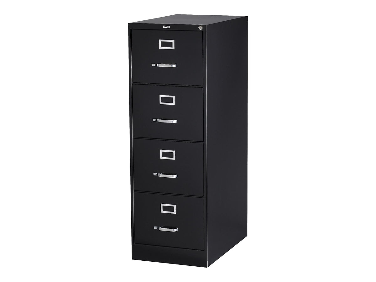 Staples Commercial 4 File Drawer Vertical File Cabinet, Locking, Black, Legal, 26.5"D