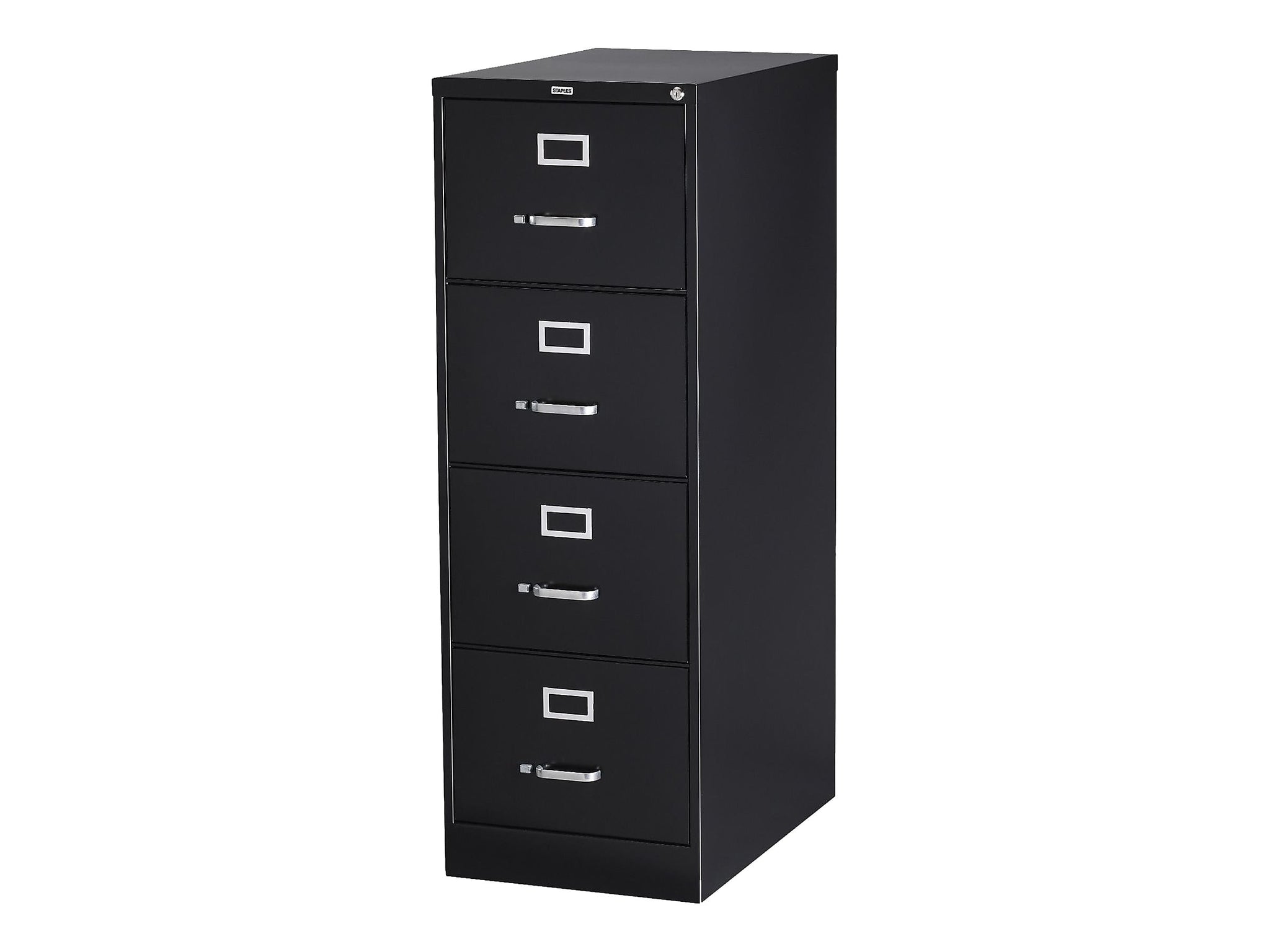 Staples Commercial 4 File Drawer Vertical File Cabinet, Locking, Black, Legal, 26.5