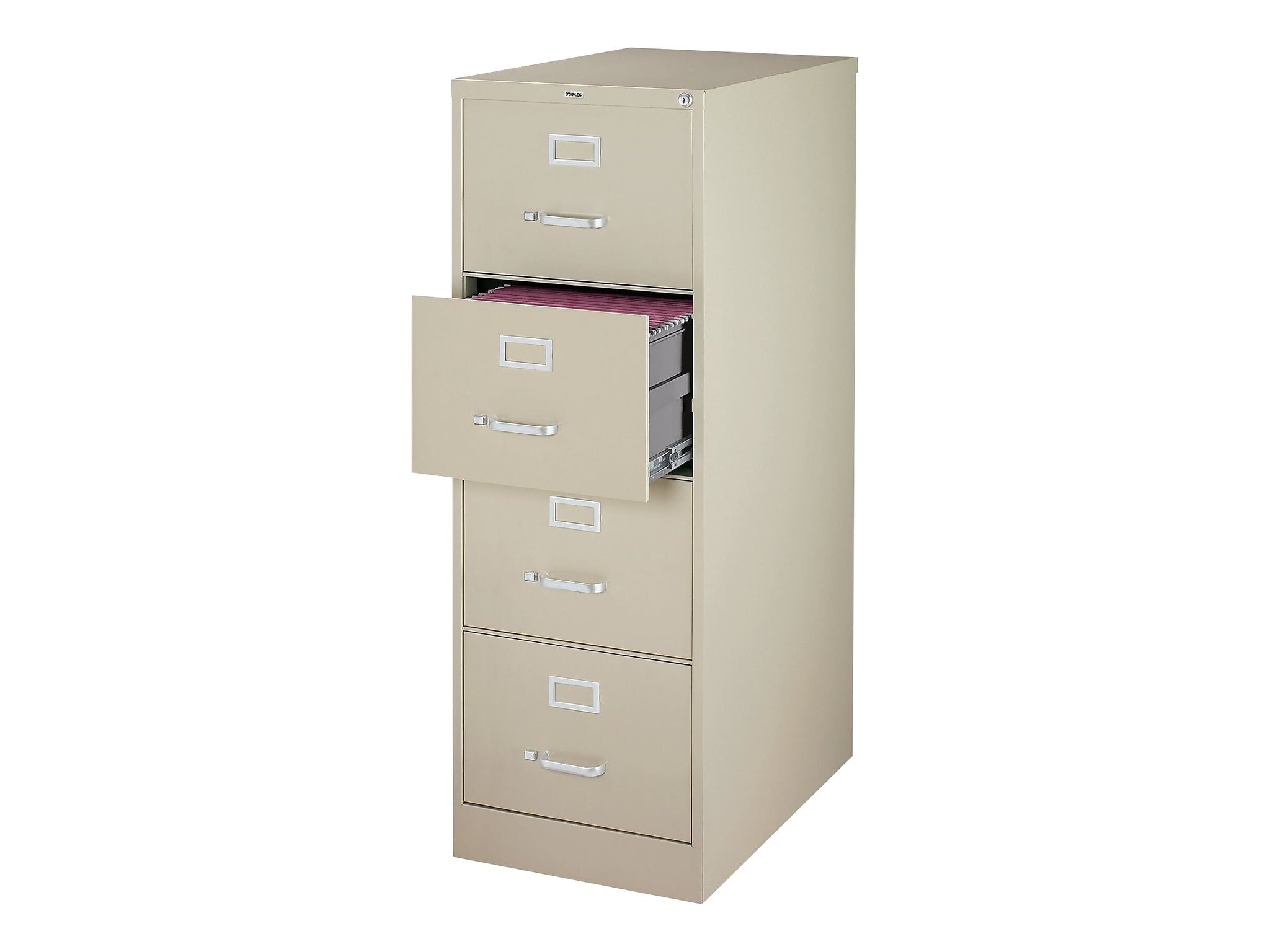 Staples Commercial 4 File Drawer Vertical File Cabinet, Locking, Putty/Beige, Legal, 26.5