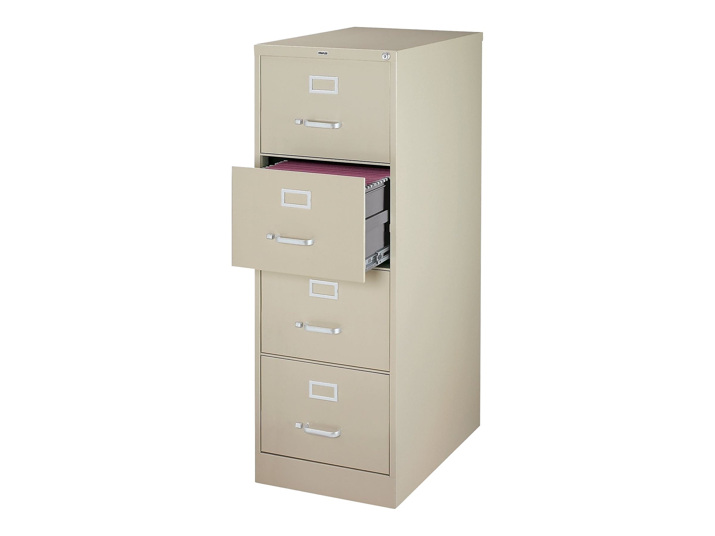 Staples Commercial 4 File Drawer Vertical File Cabinet, Locking, Putty/Beige, Legal, 26.5