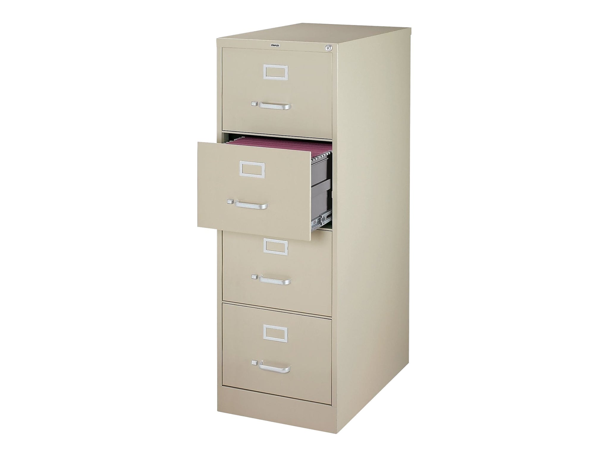 Staples Commercial 4 File Drawer Vertical File Cabinet, Locking, Putty/Beige, Legal, 26.5