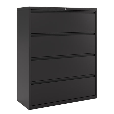 Staples Commercial 4 File Drawers Lateral File Cabinet, Locking, Black, Letter/Legal, 42"W