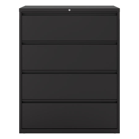 Staples Commercial 4 File Drawers Lateral File Cabinet, Locking, Black, Letter/Legal, 42"W