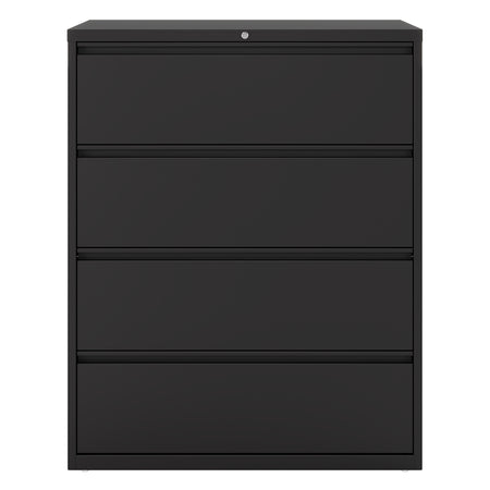 Staples Commercial 4 File Drawers Lateral File Cabinet, Locking, Black, Letter/Legal, 42"W