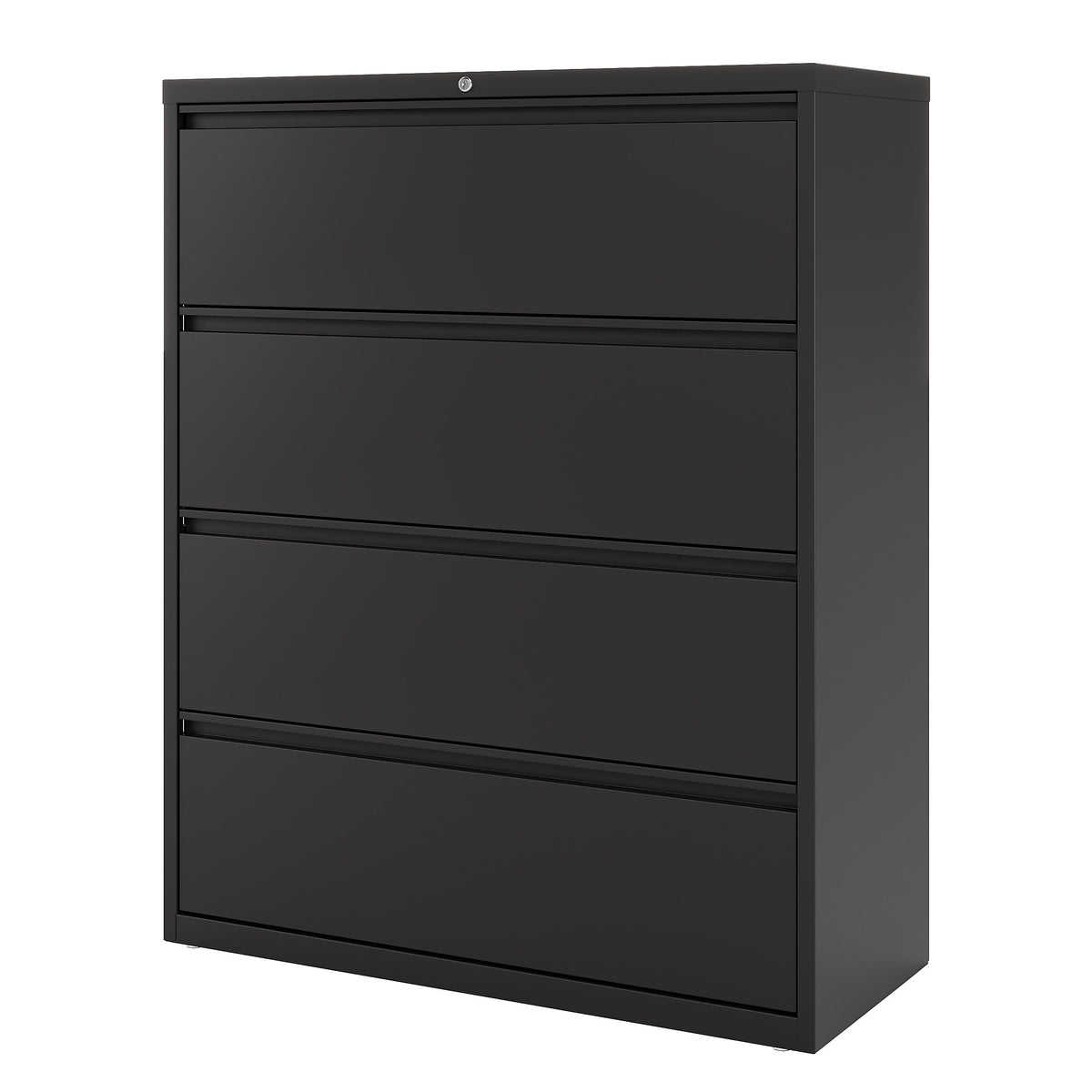 Staples Commercial 4 File Drawers Lateral File Cabinet, Locking, Black, Letter/Legal, 42"W