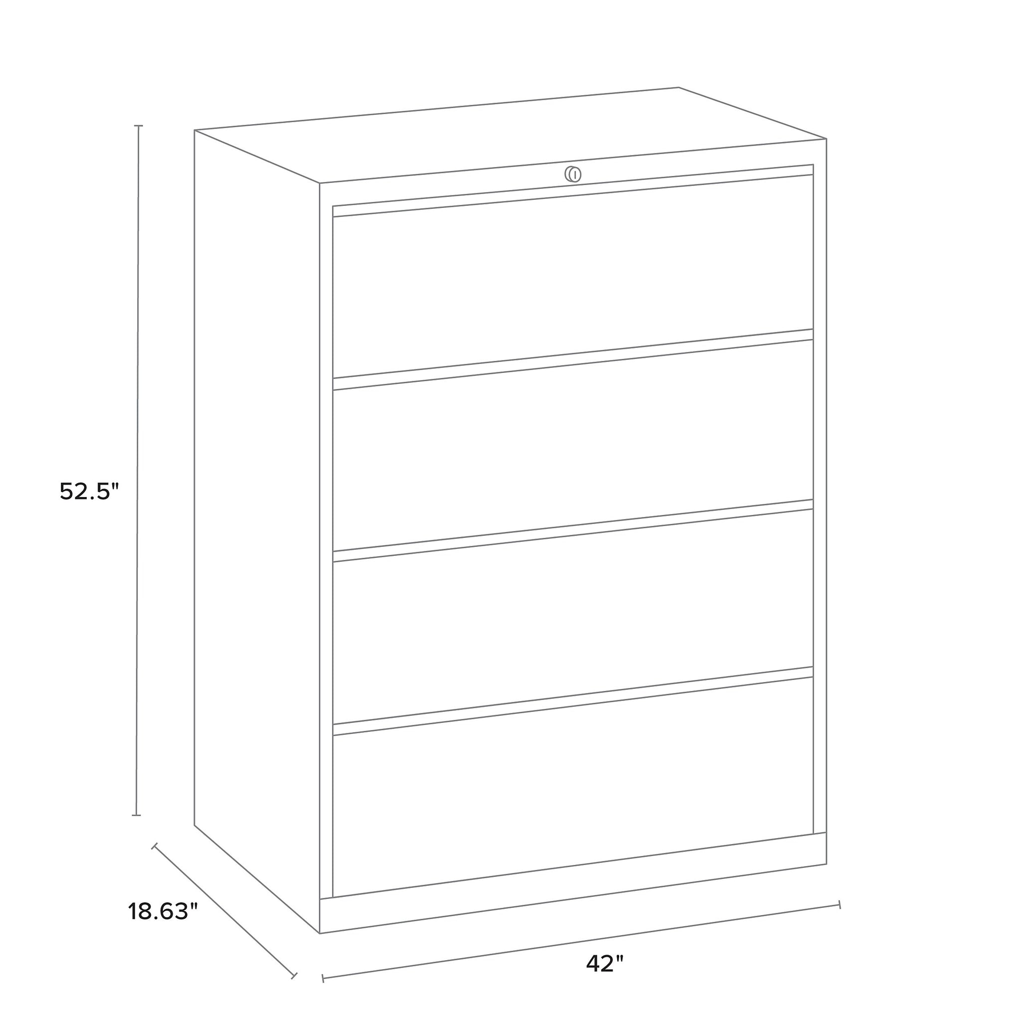 Staples Commercial 4 File Drawers Lateral File Cabinet, Locking, Black, Letter/Legal, 42