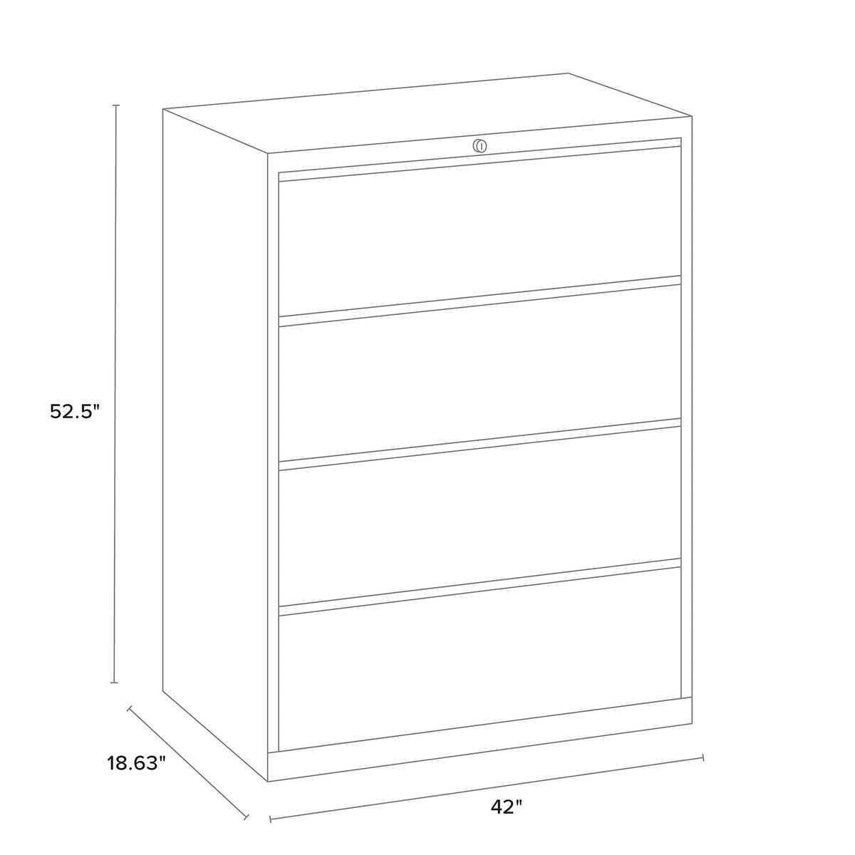 Staples Commercial 4 File Drawers Lateral File Cabinet, Locking, Black, Letter/Legal, 42"W