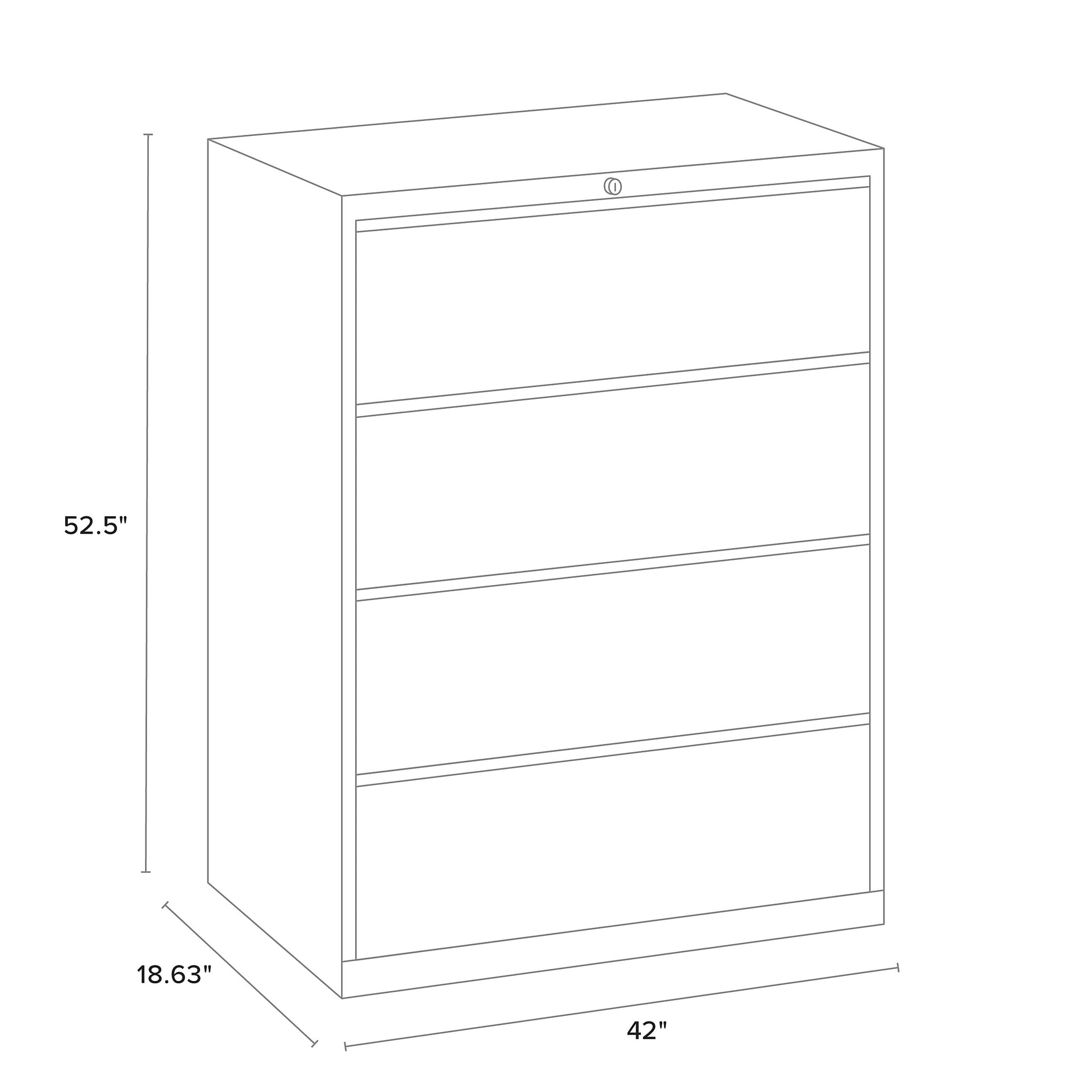 Staples Commercial 4 File Drawers Lateral File Cabinet, Locking, Black, Letter/Legal, 42