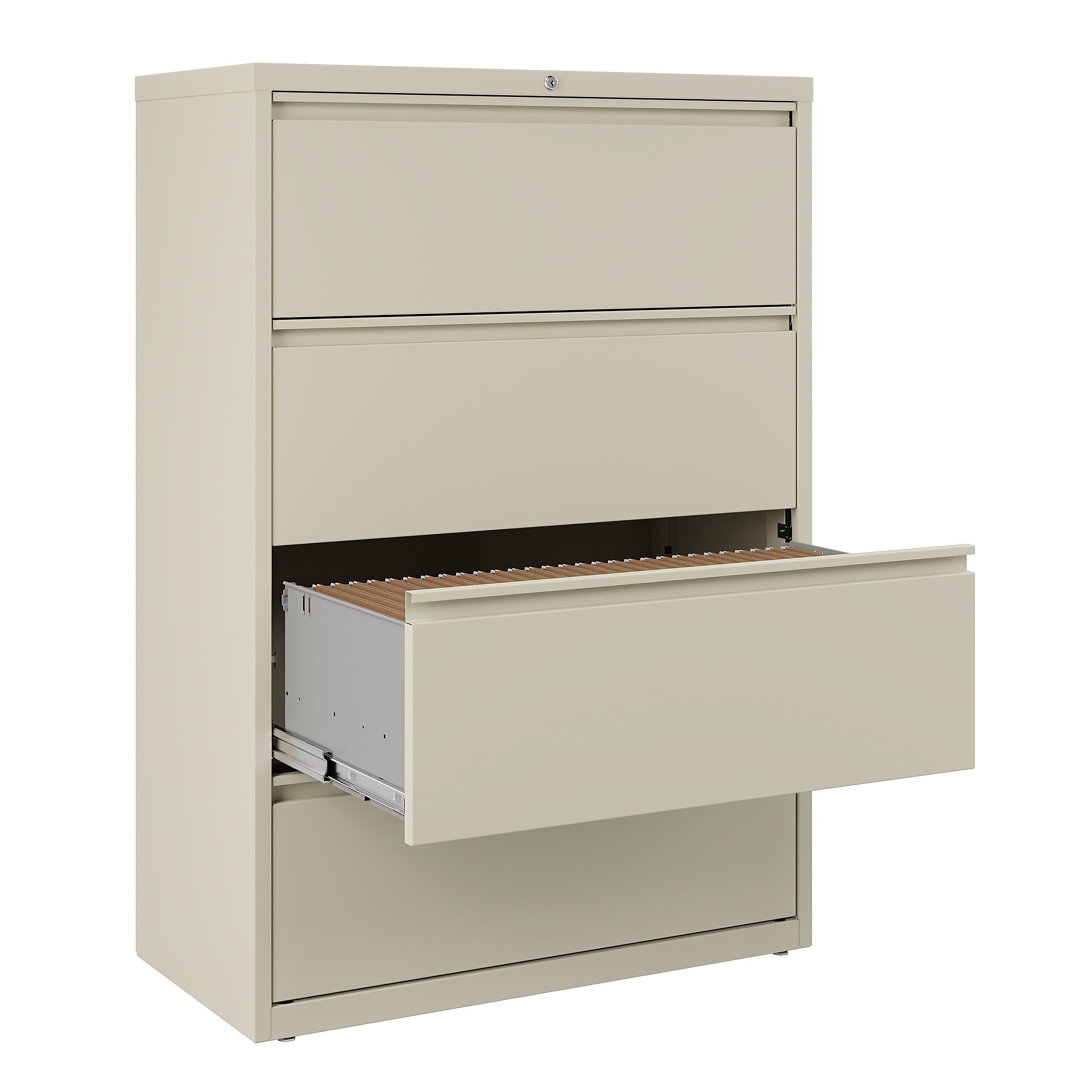 Staples Commercial 4 File Drawers Lateral File Cabinet, Locking, Putty/Beige, Letter/Legal, 36