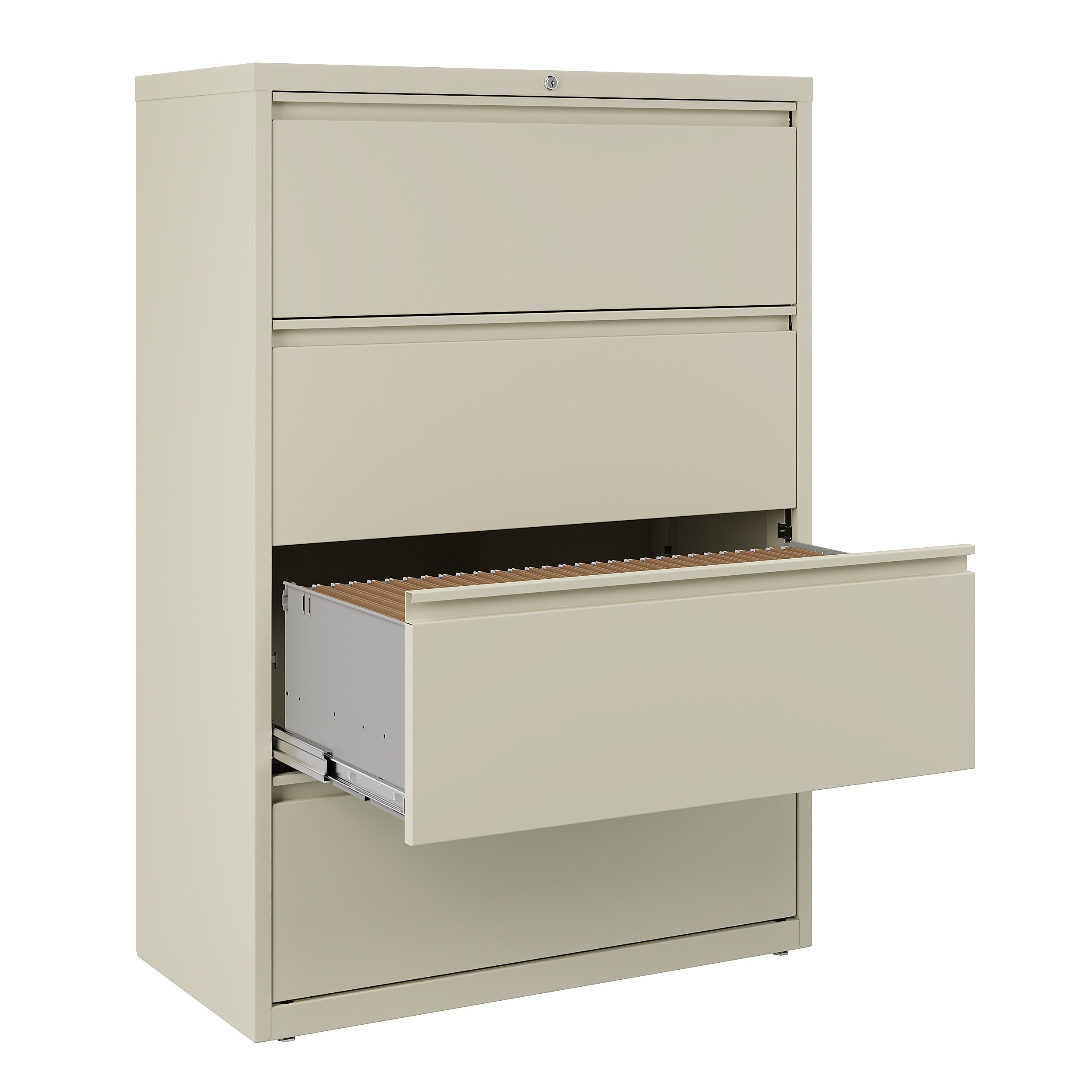 Staples Commercial 4 File Drawers Lateral File Cabinet, Locking, Putty/Beige, Letter/Legal, 36