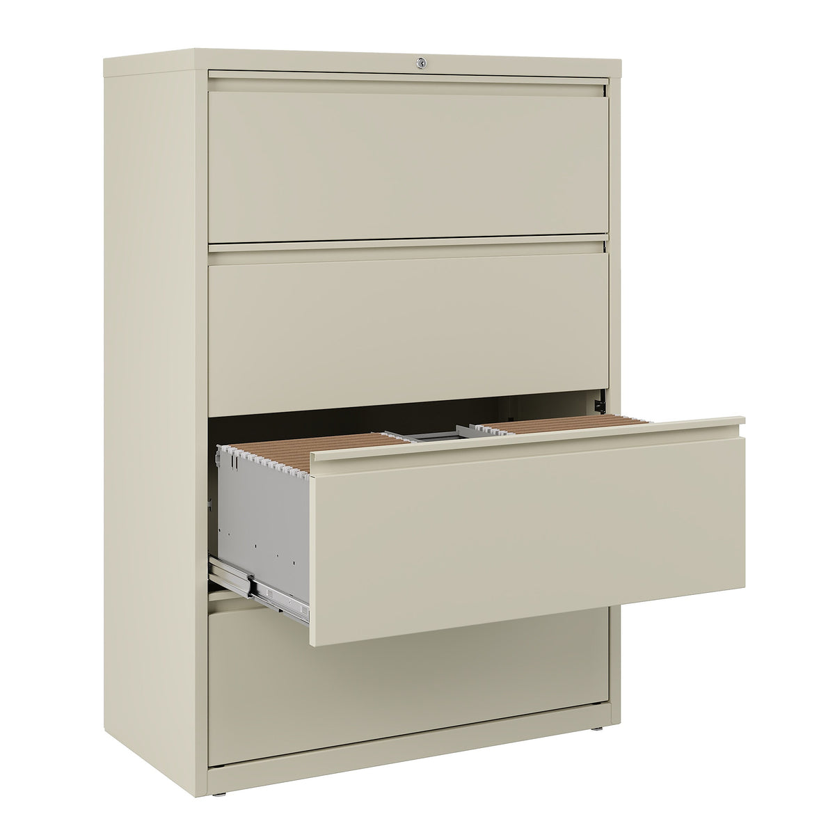 Staples Commercial 4 File Drawers Lateral File Cabinet, Locking, Putty/Beige, Letter/Legal, 36"W