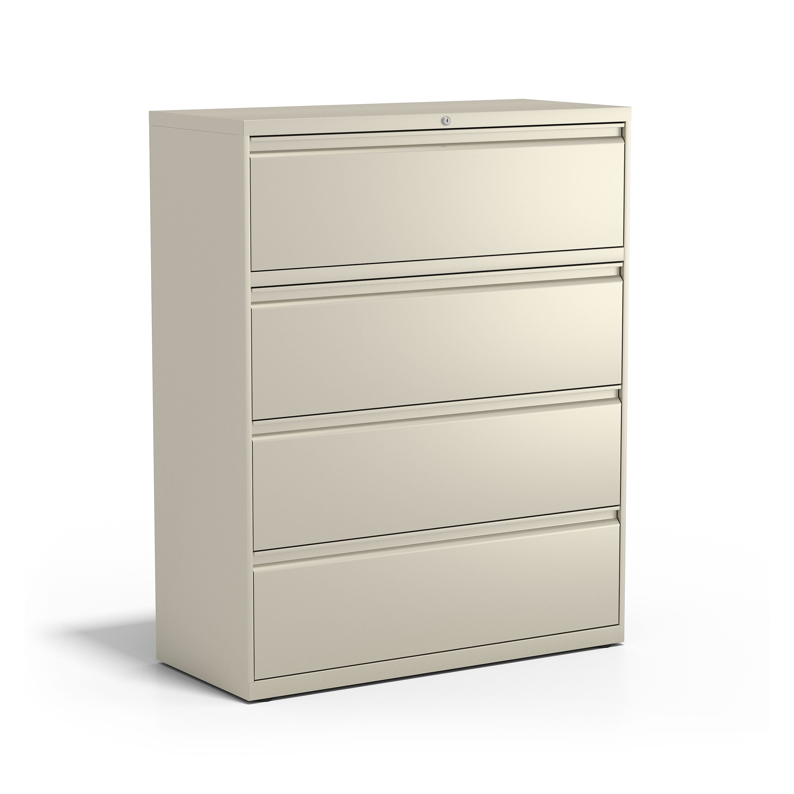 Staples Commercial 4 File Drawers Lateral File Cabinet, Locking, Putty/Beige, Letter/Legal, 42.13"W