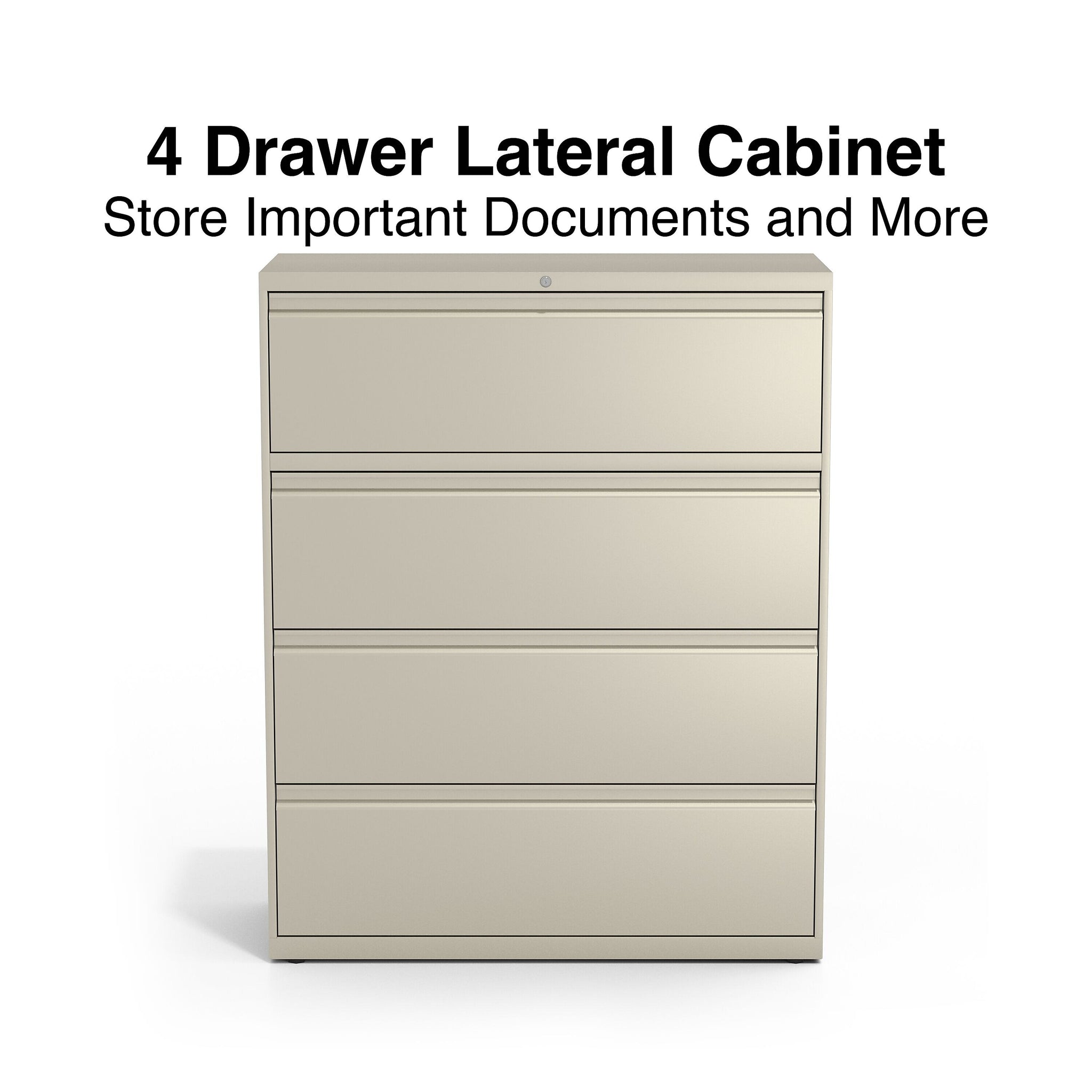 Staples Commercial 4 File Drawers Lateral File Cabinet, Locking, Putty/Beige, Letter/Legal, 42.13